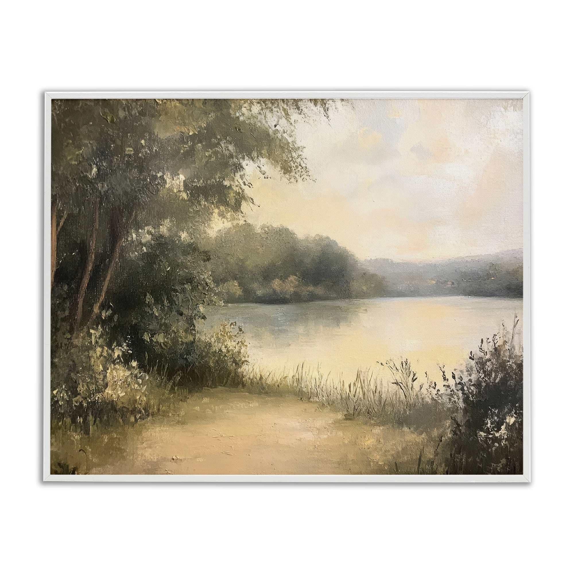 Stupell Industries BT-808-WFR-11X14 Shore of Peaceful Lake White Framed Giclee Art By Petal Prints Design 14 x 11
