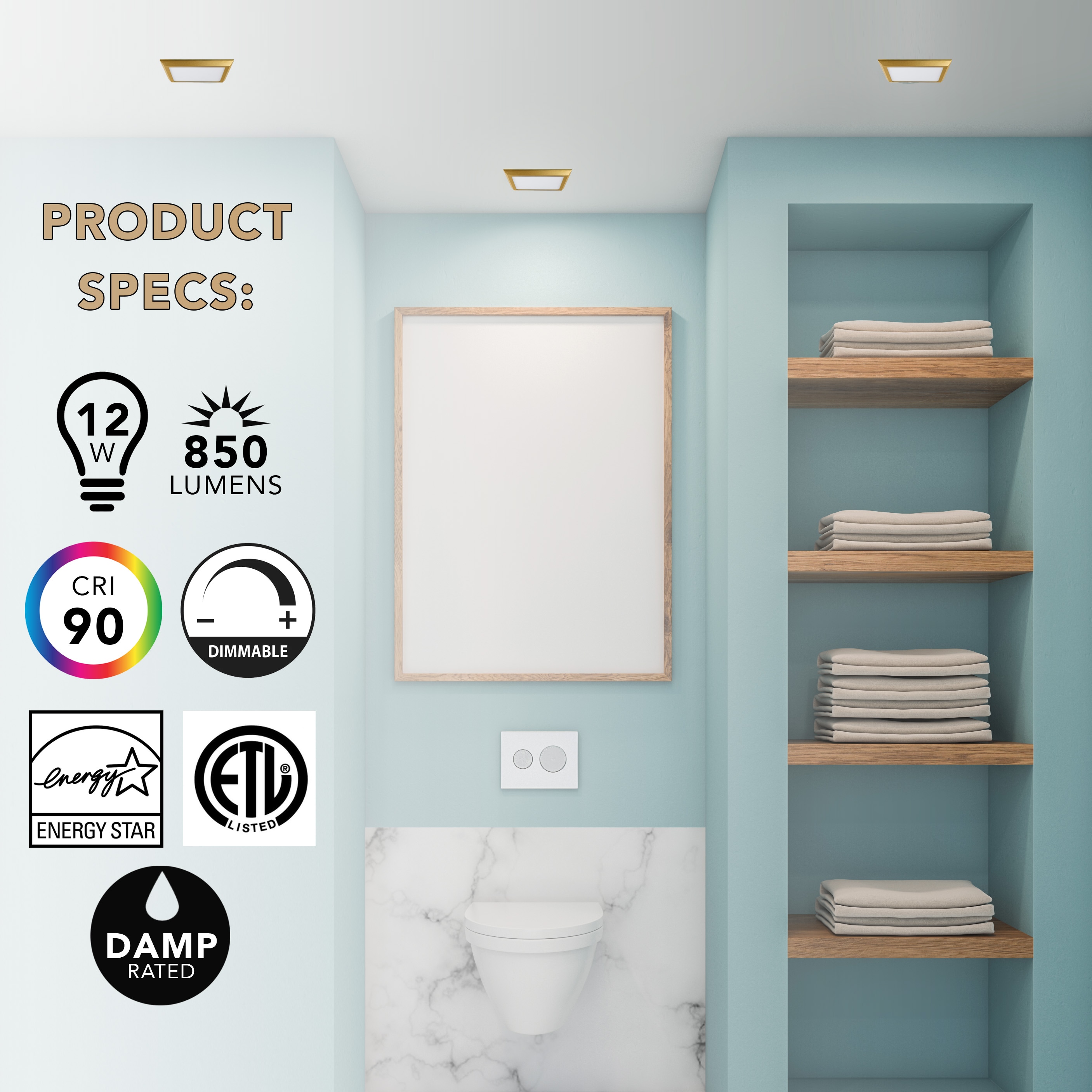 Next Glow Ultra Slim 5" Matte Brass LED Ceiling Light Fixture
