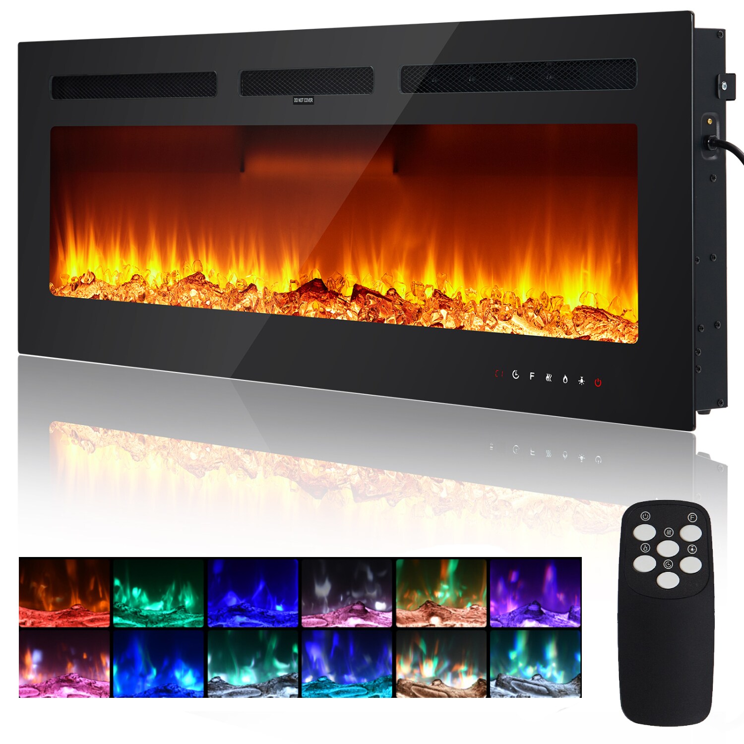 Der Rose LMXPHO-10OY-09090WUO 50 Inch Electric Fireplace with Remote Controls and 3D Flame Colors for Living Room Black