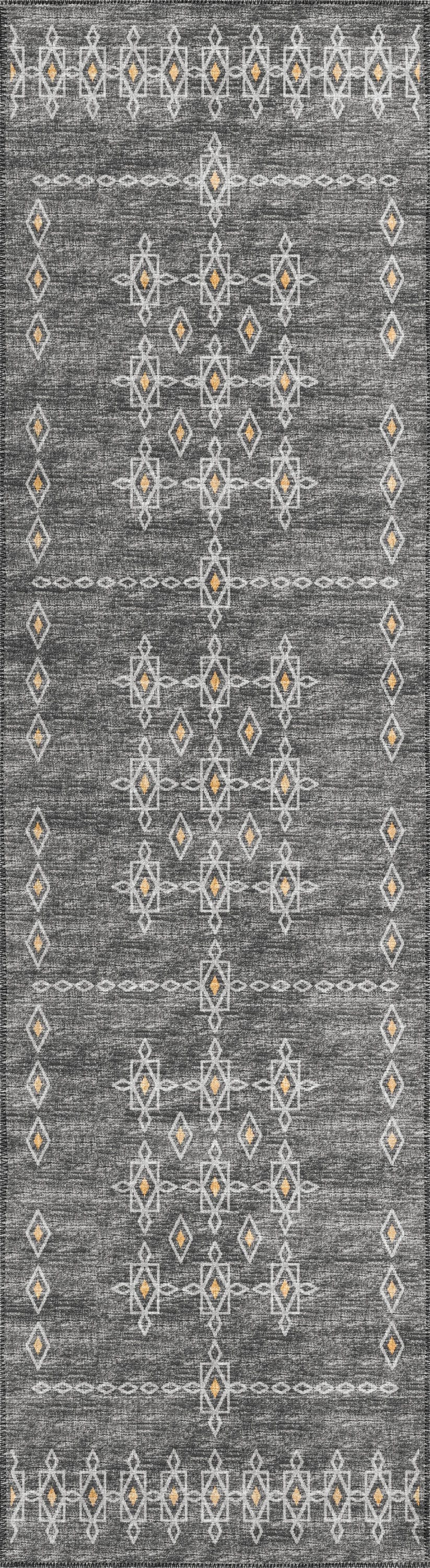 Addison Rugs AYU33GR2X8 Yuma 2 x 8 (ft) Chenille Gray Rectangular Indoor/Outdoor Geometric Oriental Machine washable Runner rug
