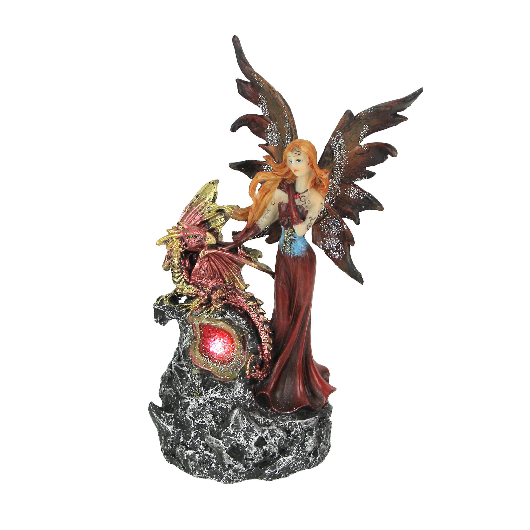 Things2Die4 65-SF-24 Ruby Red Fairy And Dragon LED Lighted Geode Statue
