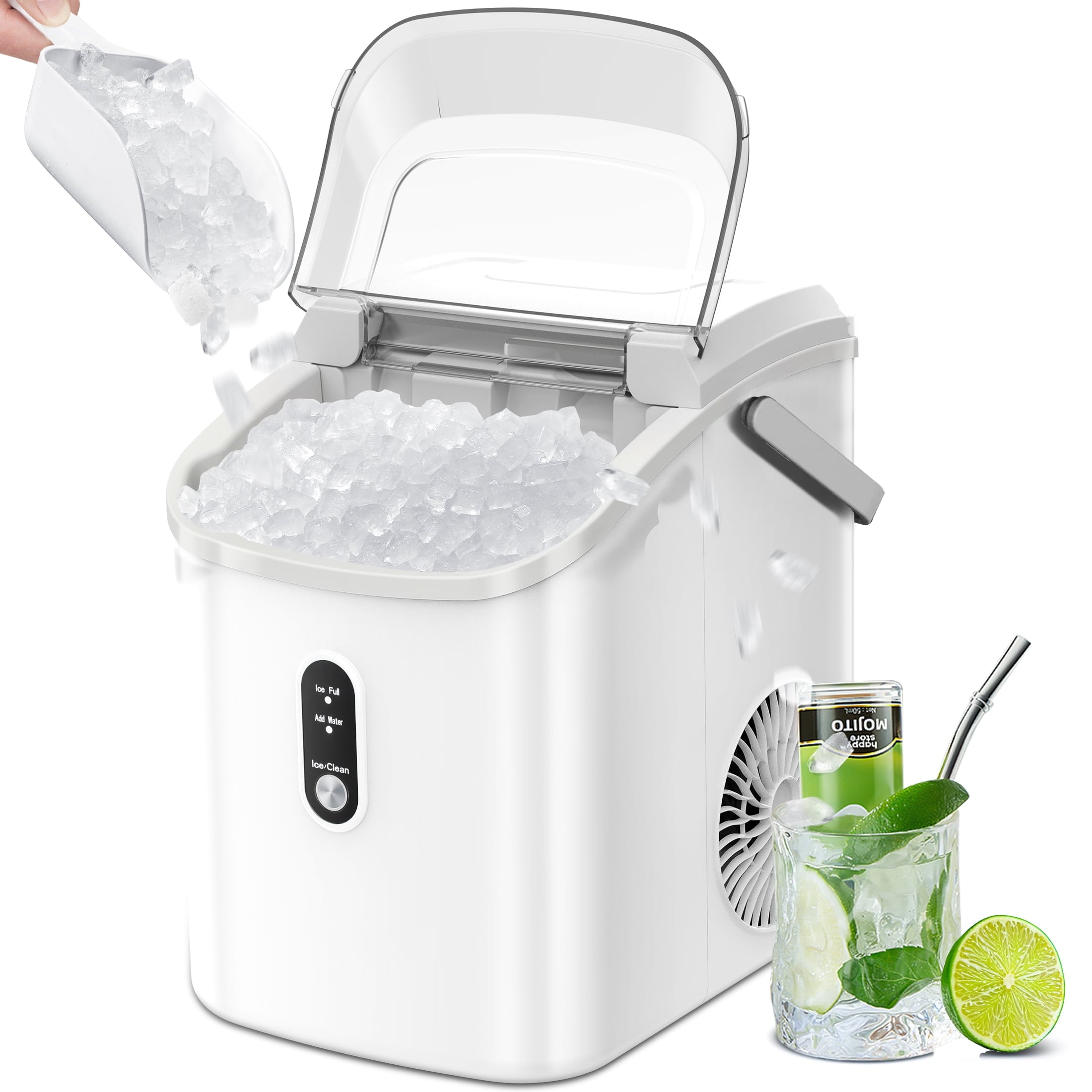 COWSAR Z580021 34-lbs. Ice Per day Countertop or portable Nugget/Pebble Ice Maker ( White )