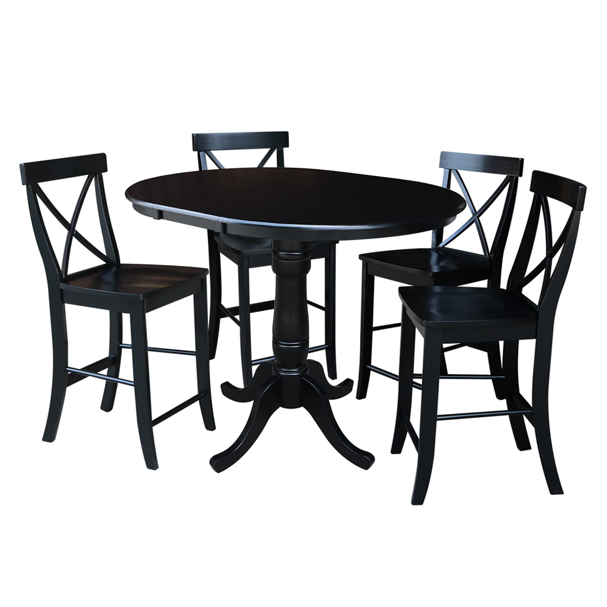 International Concepts K46-36RXT-S6132-4 Black Traditional Dining Room Set with Round Table ( Seats 4 )