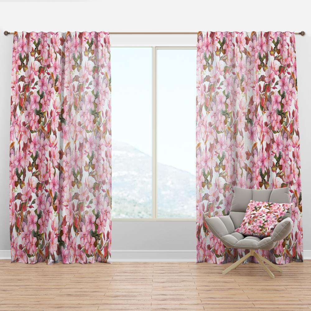 Designart CTN19321-52-90 90-Inches Pink Abstract Room darkening Thermal lined Rod pocket Single curtain panel