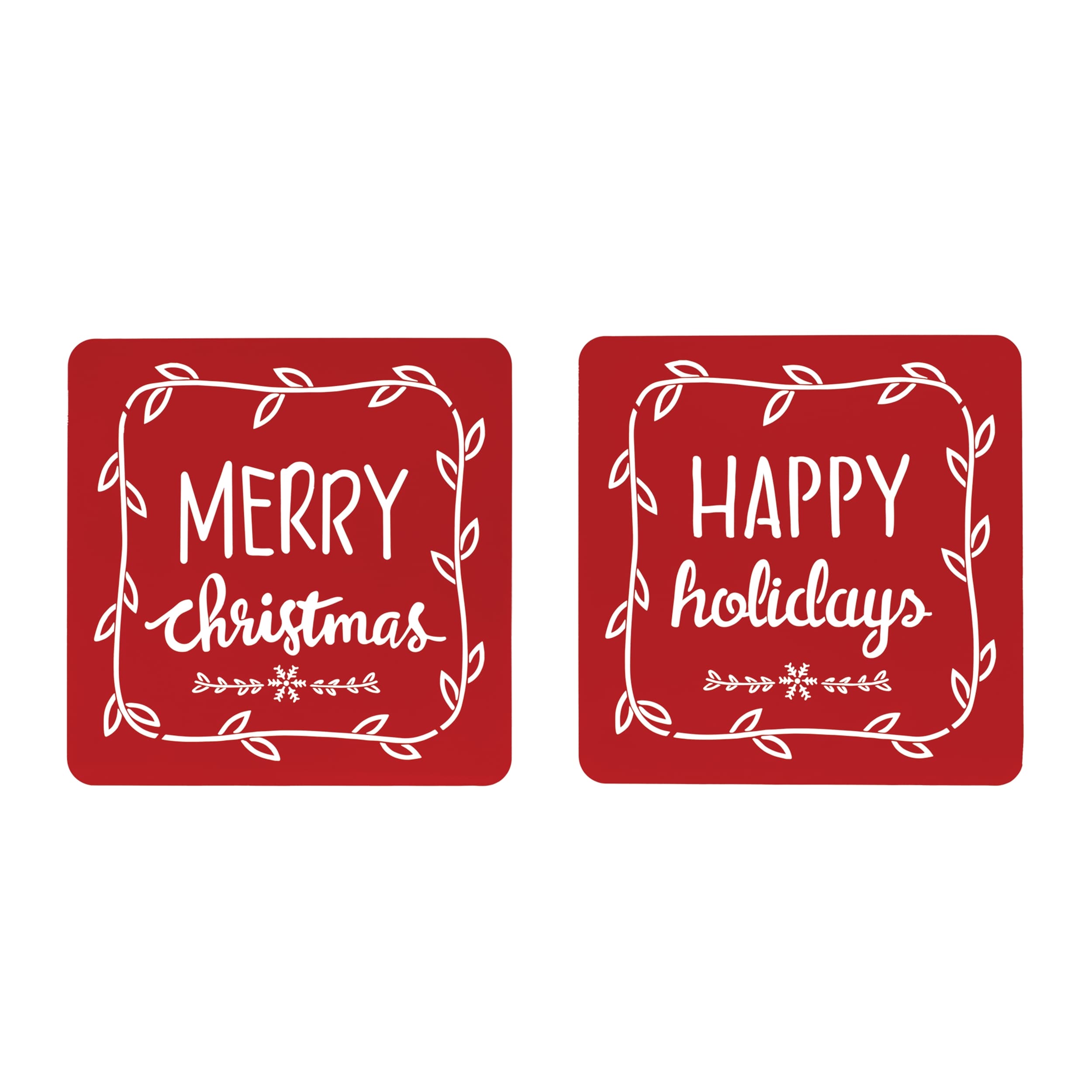 Melrose International 94637DS Happy Holidays/Merry Christmas Plaque (Set of 2) 16SQ Sheet Iron
