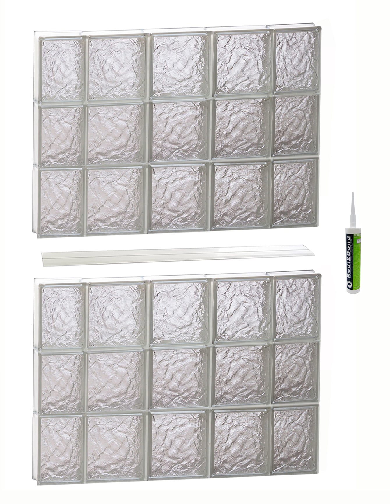REDI2SET S3648IS Ice Glass 34-3/4-in x 46-1/2-in Frameless Replacement Glass Block Window
