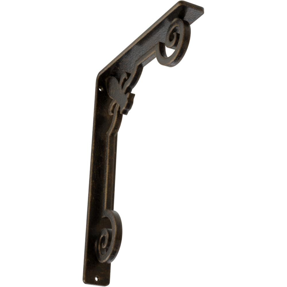 Ekena Millwork BKTM01X07X10SFLABS Fleur De Lis 7.5-in x 1.5-in x 10-in Antique brass Wrought iron Mounting bracket