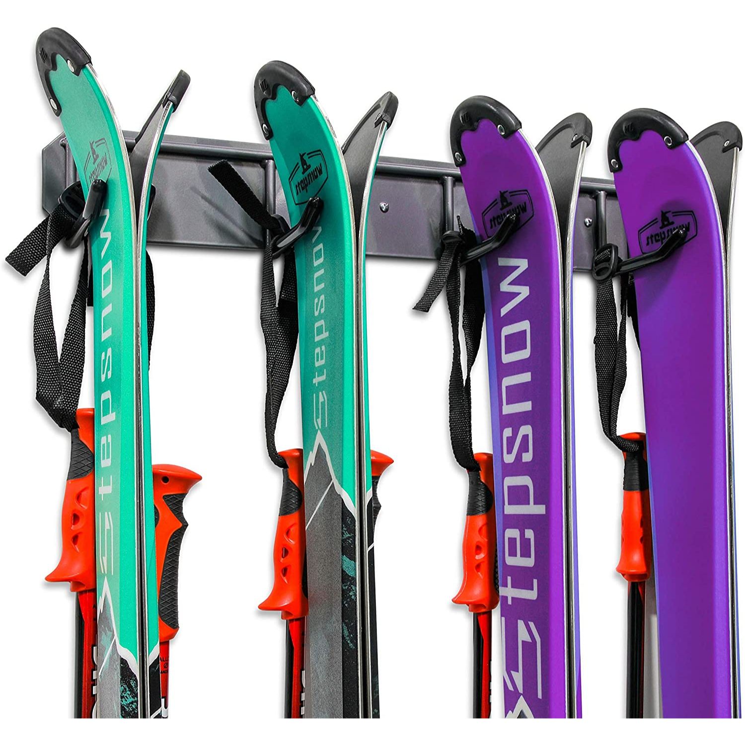 Magnetic Ski Mounts for 2 Pairs of Skis and 2 Poles 