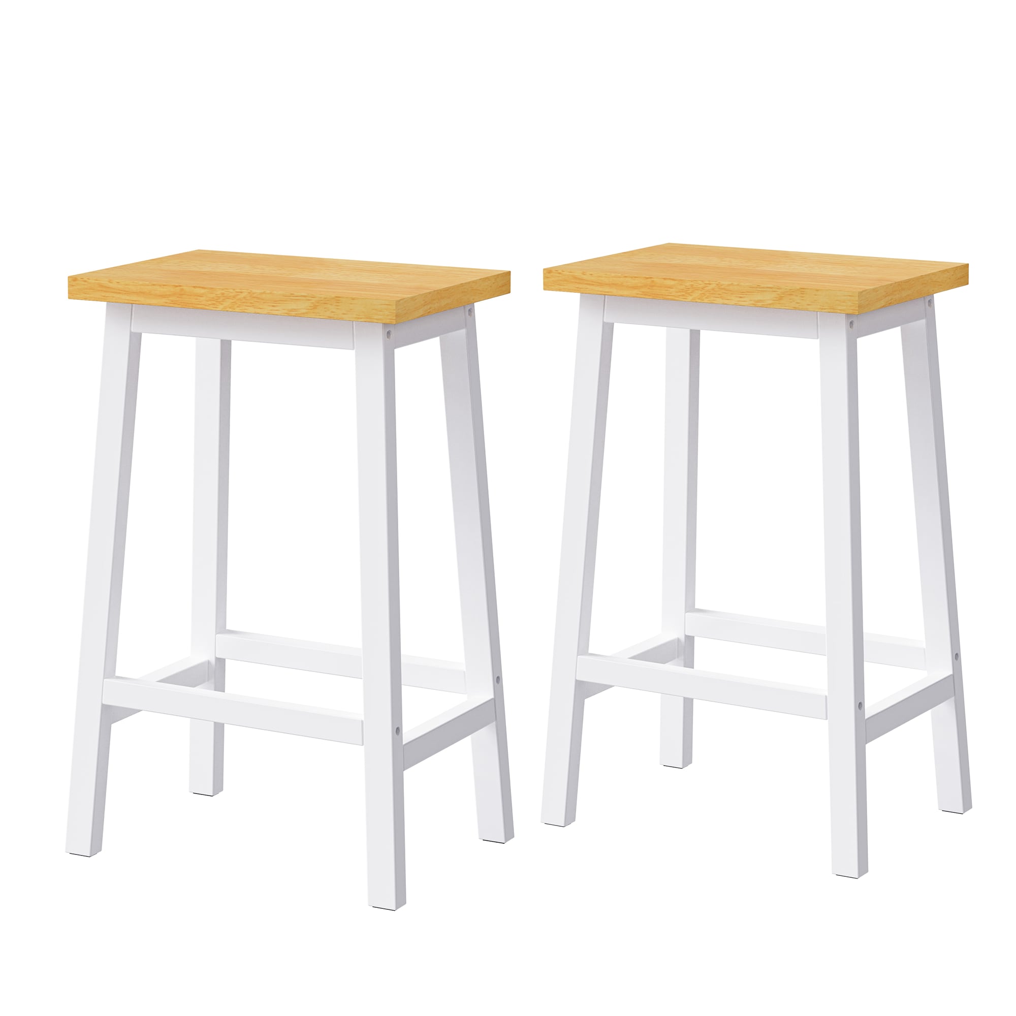 CESICIA K62A White 25.6-in H Counter height (24-in to 27-in) Square Seat Wood Bar Stool