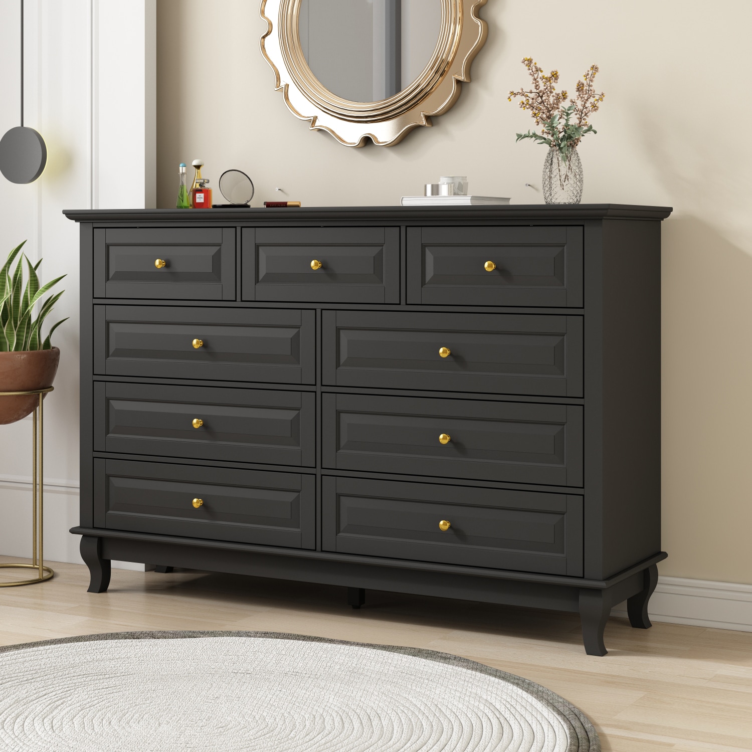 FUFU&GAGA CX0075-02 Black 9 -Drawer Standard dresser