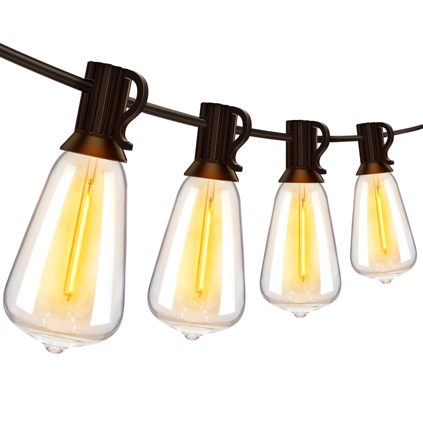 Justincity  Outdoor String Lights 30FT with 15 Plus 1 Spare Vintage Style Bulbs Warm White 2200K Waterproof Patio Hanging Lights for Yard Gazebo