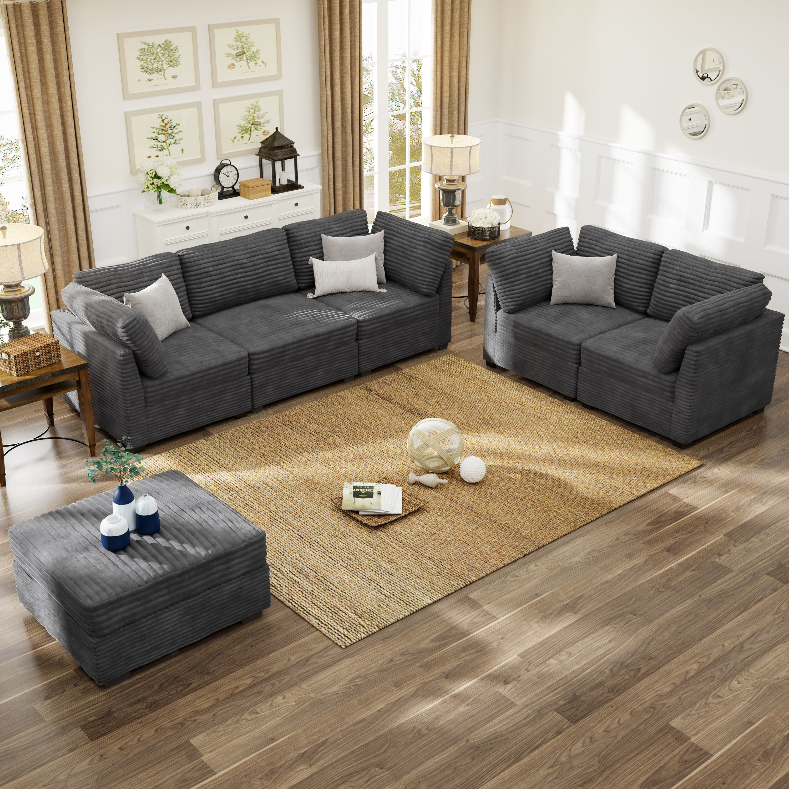 Pouuin SYOG910 98.1-in Modern Gray 5 -seater Sectional