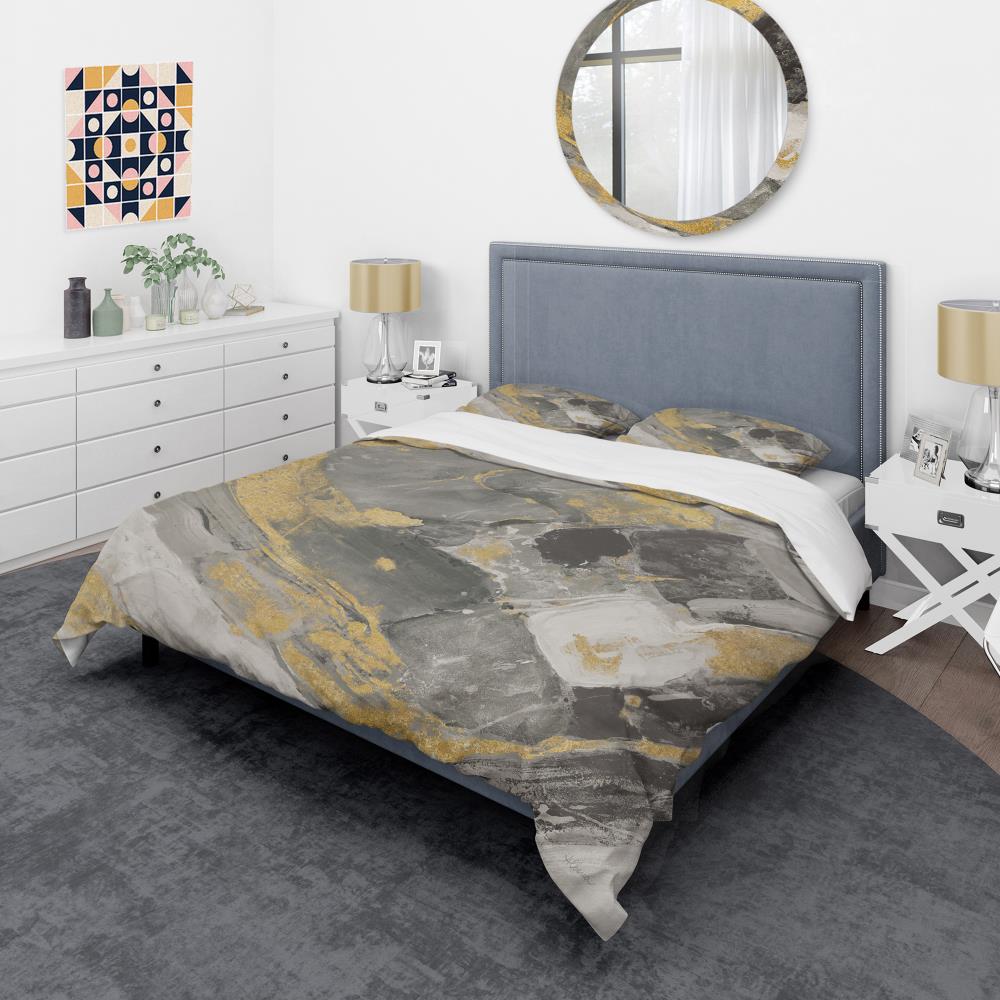 Designart BED30286-Q 3 -Piece Gold Queen Duvet cover Set