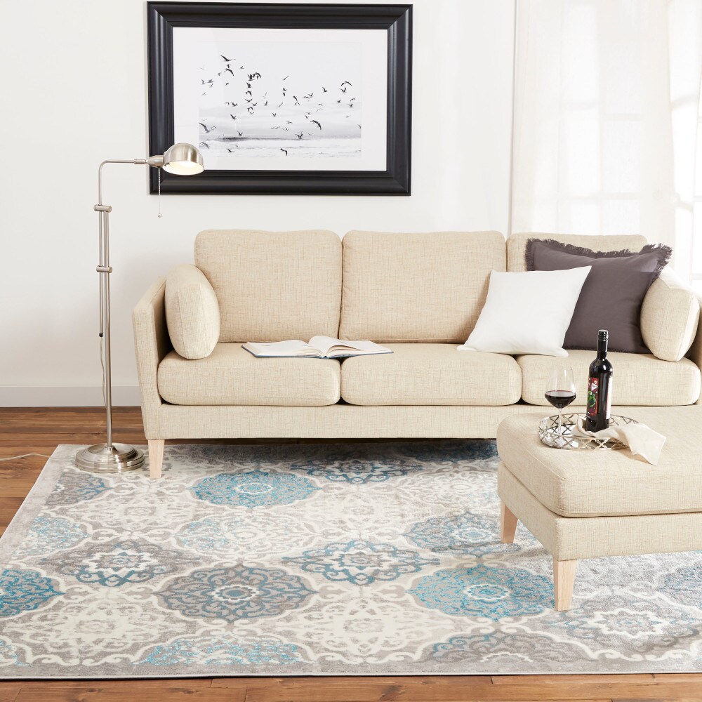 Home Dynamix 3-7585-705 3 x 5 (ft) Loomed Polypropylene Grey/Blue Rectangular Indoor Damask Bohemian/Eclectic Area rug