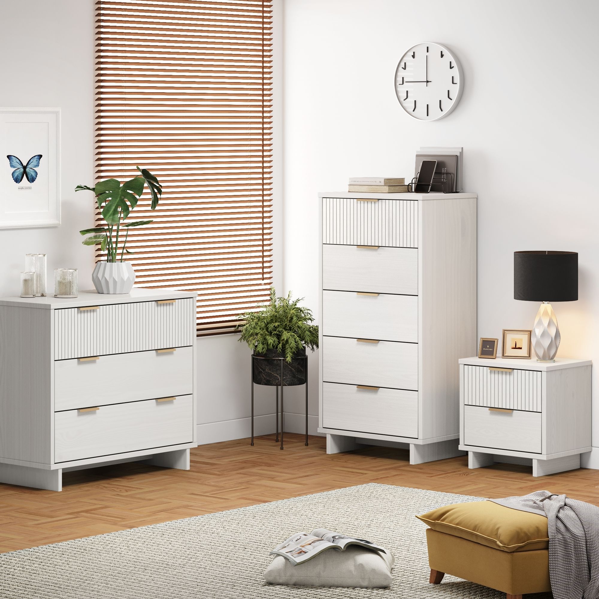 Manhattan Comfort GRAN051 White Full Bedroom Set