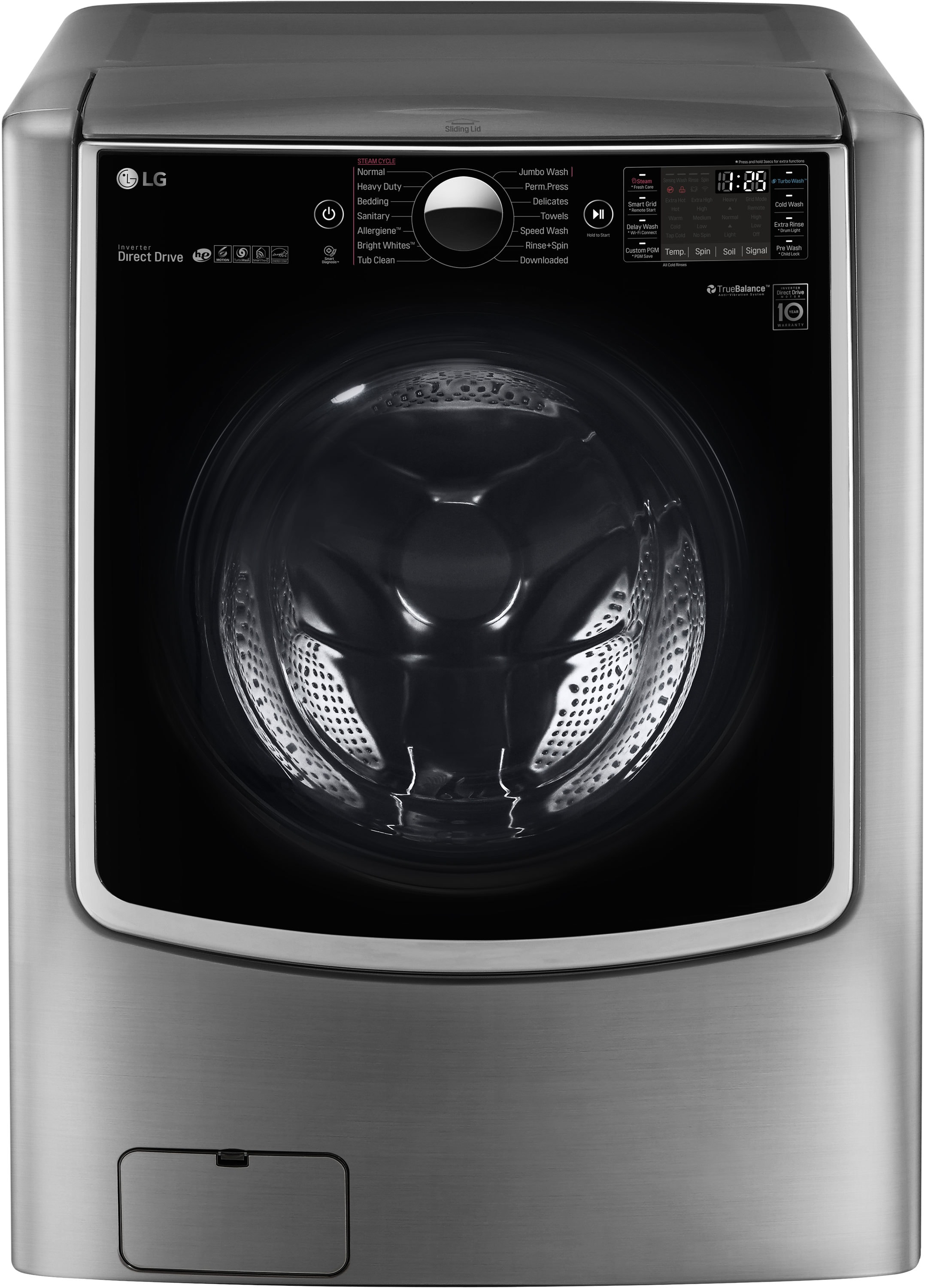 LG TWINWash Enabled 5.2-cu ft High Efficiency Stackable Steam Cycle Smart Front-Load Washer (Graphite Steel) ENERGY STAR at Lowes.com