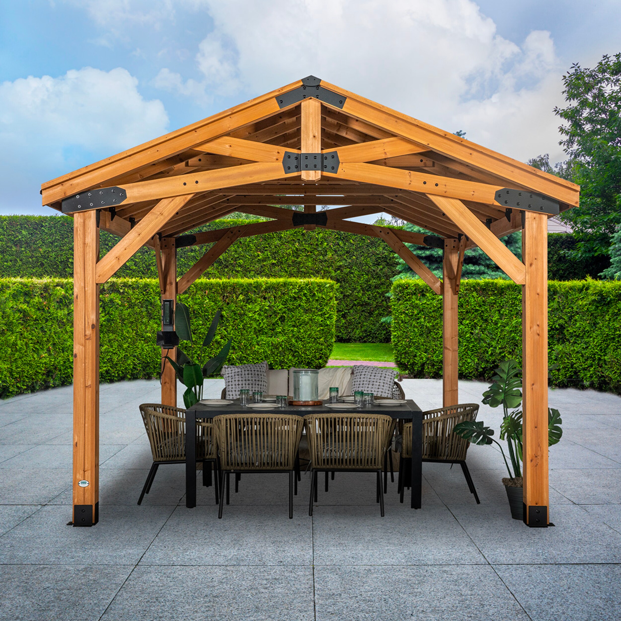 Norwood 16x12 Cedar and Steel Outdoor Gazebo