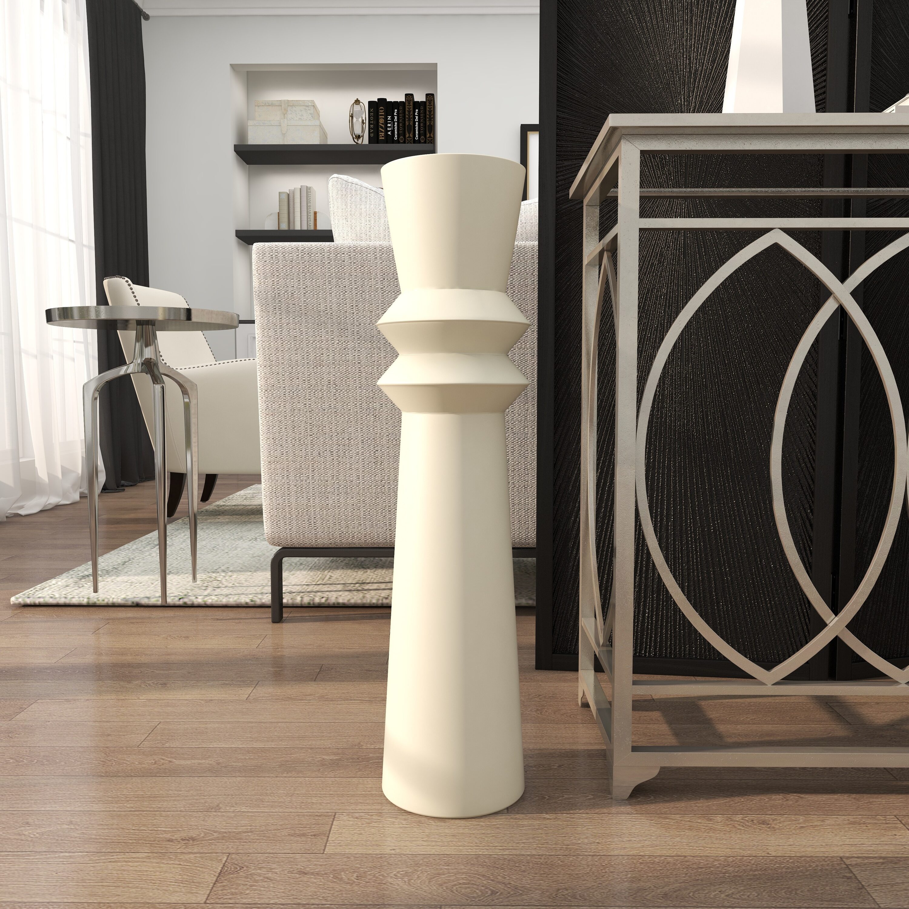 The Novogratz 820127 Off-white Metal Modern Vase