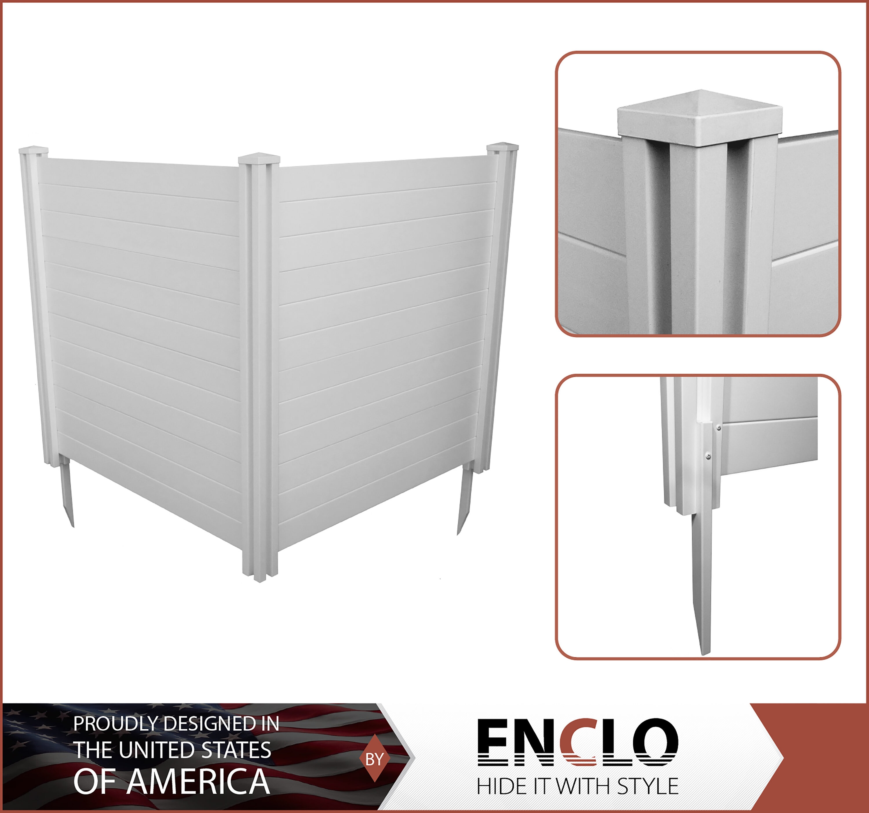 Enclo Privacy Screens Premium Privacy No Dig 2 Panels 48-in W x 48-in H  White Vinyl/Polyresin Outdoor Privacy Screen in the Outdoor Privacy Screens  department at