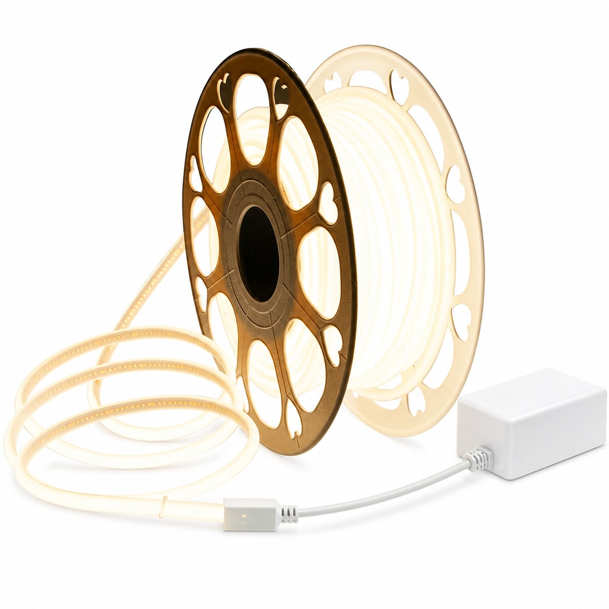 Aoibox  65 6 ft AC 110V COB LED Strip Light Outdoor 3000K Warm White Flexible Silicone Rope with Remote Control