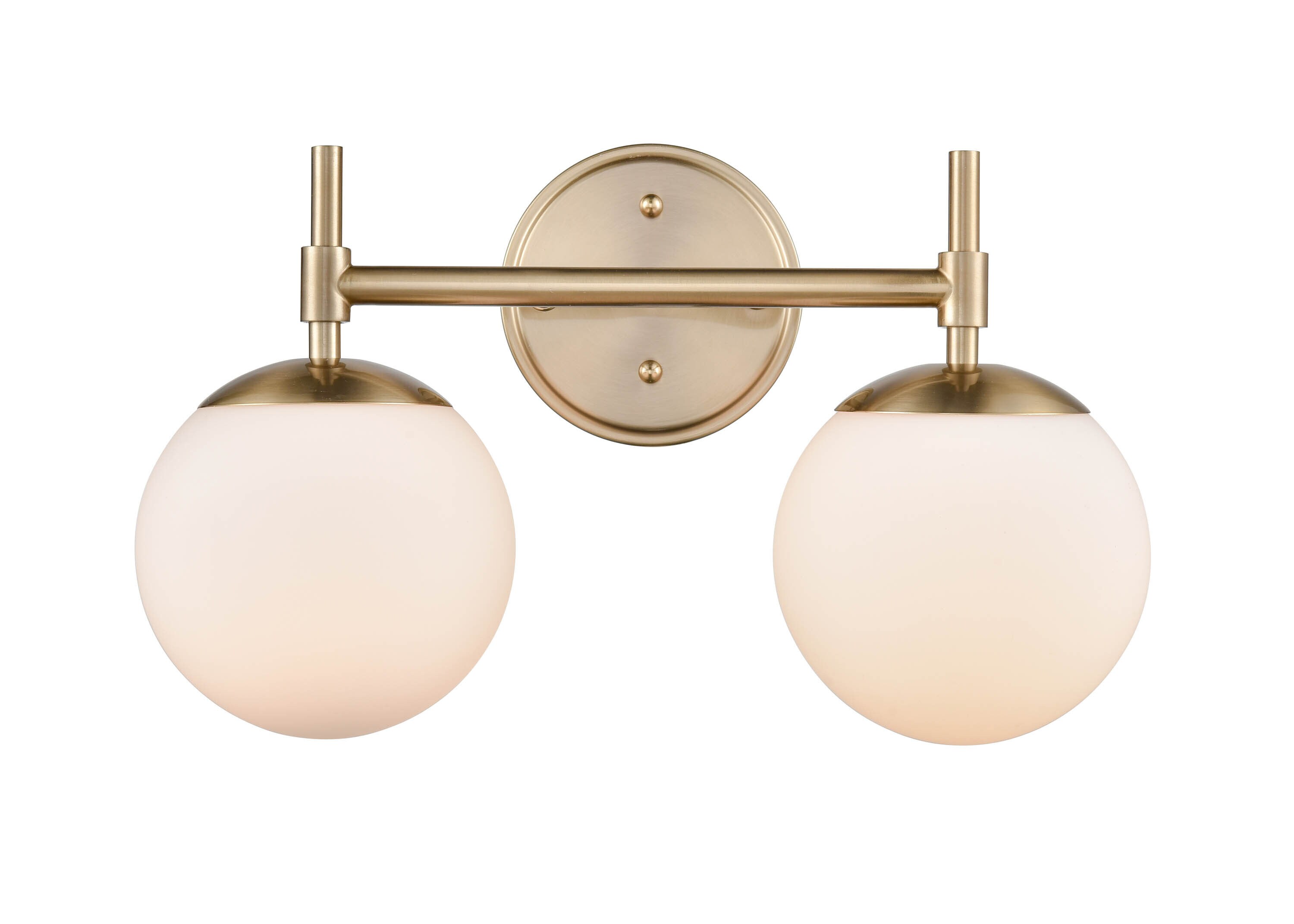 15.5" Modern Gold Dimmable Vanity Light with Opal Glass Shades
