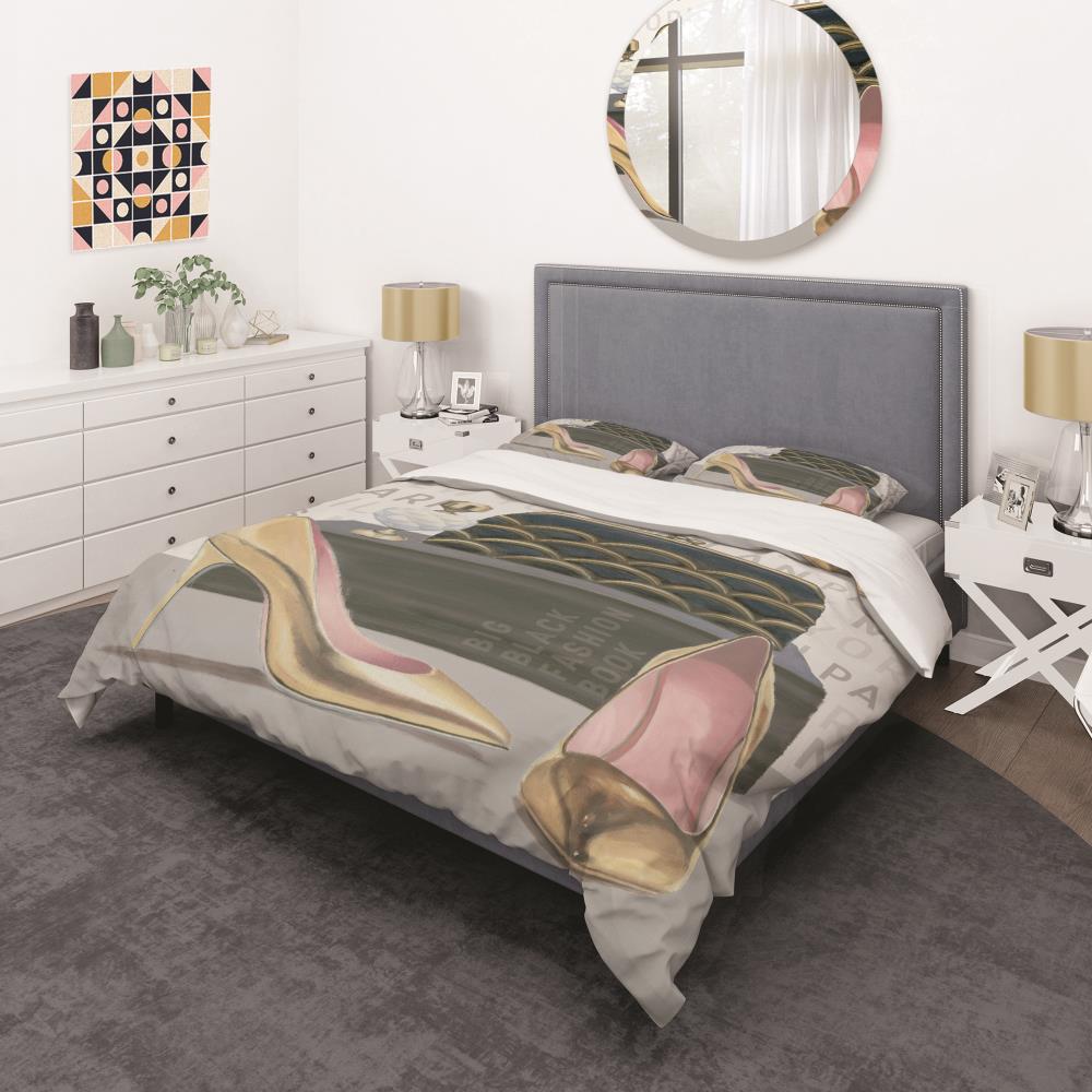 Designart BED31025-Q 3 -Piece Gold Queen Duvet cover Set
