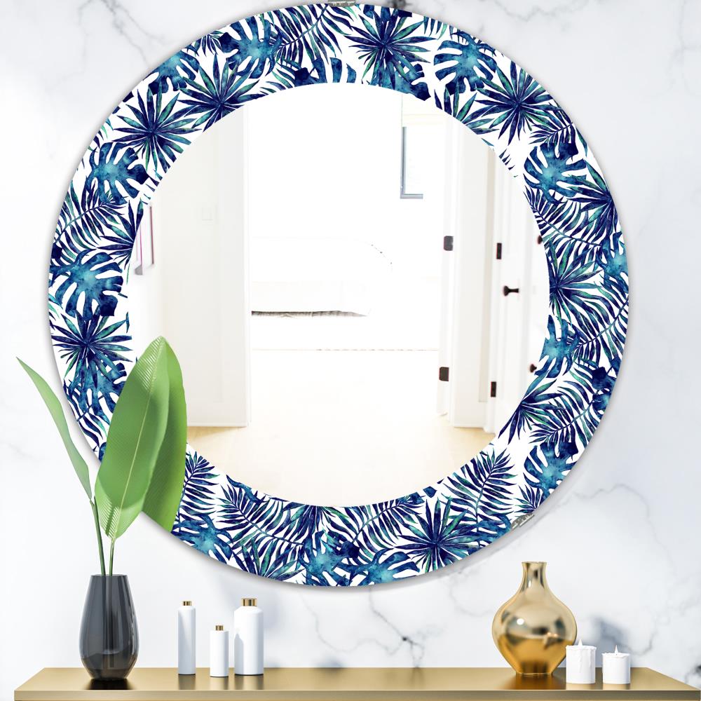 Designart 24-in W x 24-in H Round Blue Polished Wall Mirror at Lowes.com