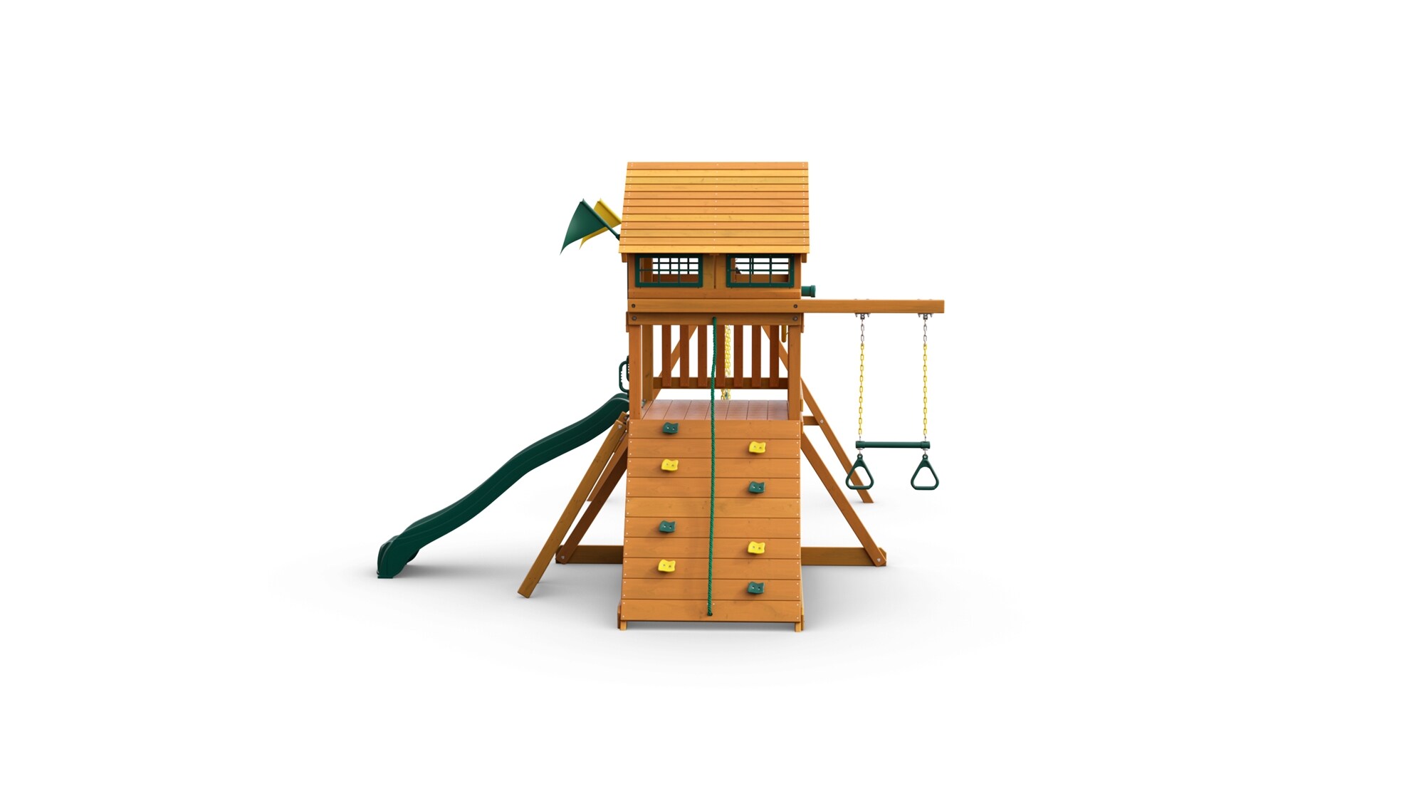 Gorilla Playsets Avalon with Wood Roof and Trapeze Arm Residential Wood