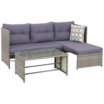 companion Kenya Sadly Sunnydaze Decor Rattan Outdoor Sectional with Blue Cushion(S) and Steel  Frame in the Patio Sectionals & Sofas department at Lowes.com