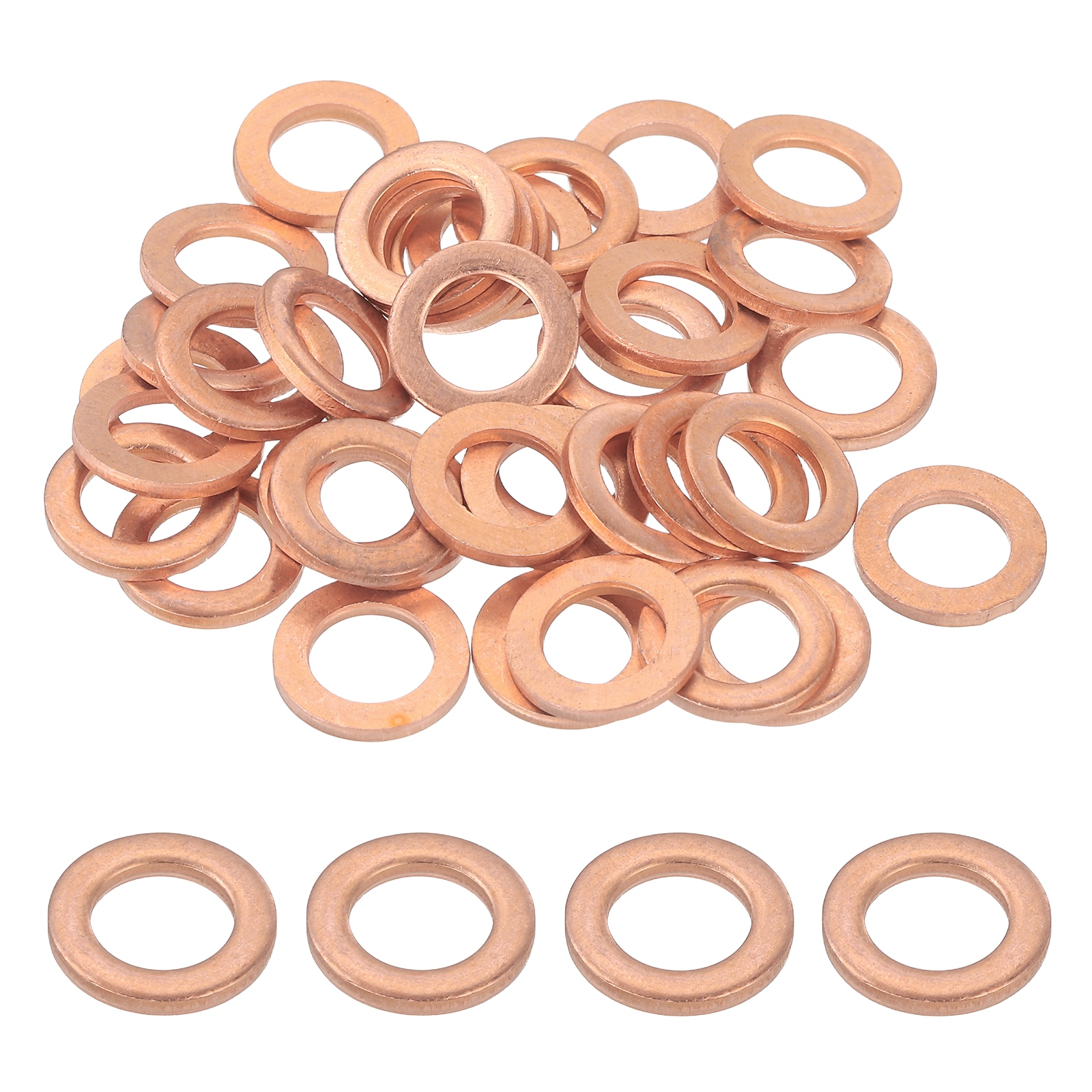 PATIKIL M8 Copper Flat Washers 8mm ID 14mm OD 1.5mm Thick 42pcs Sealing Ring Automotive Drain Plug Gaskets Flat Oil Crush Washer Spacers Suit for Fasten Screws/Faucets
