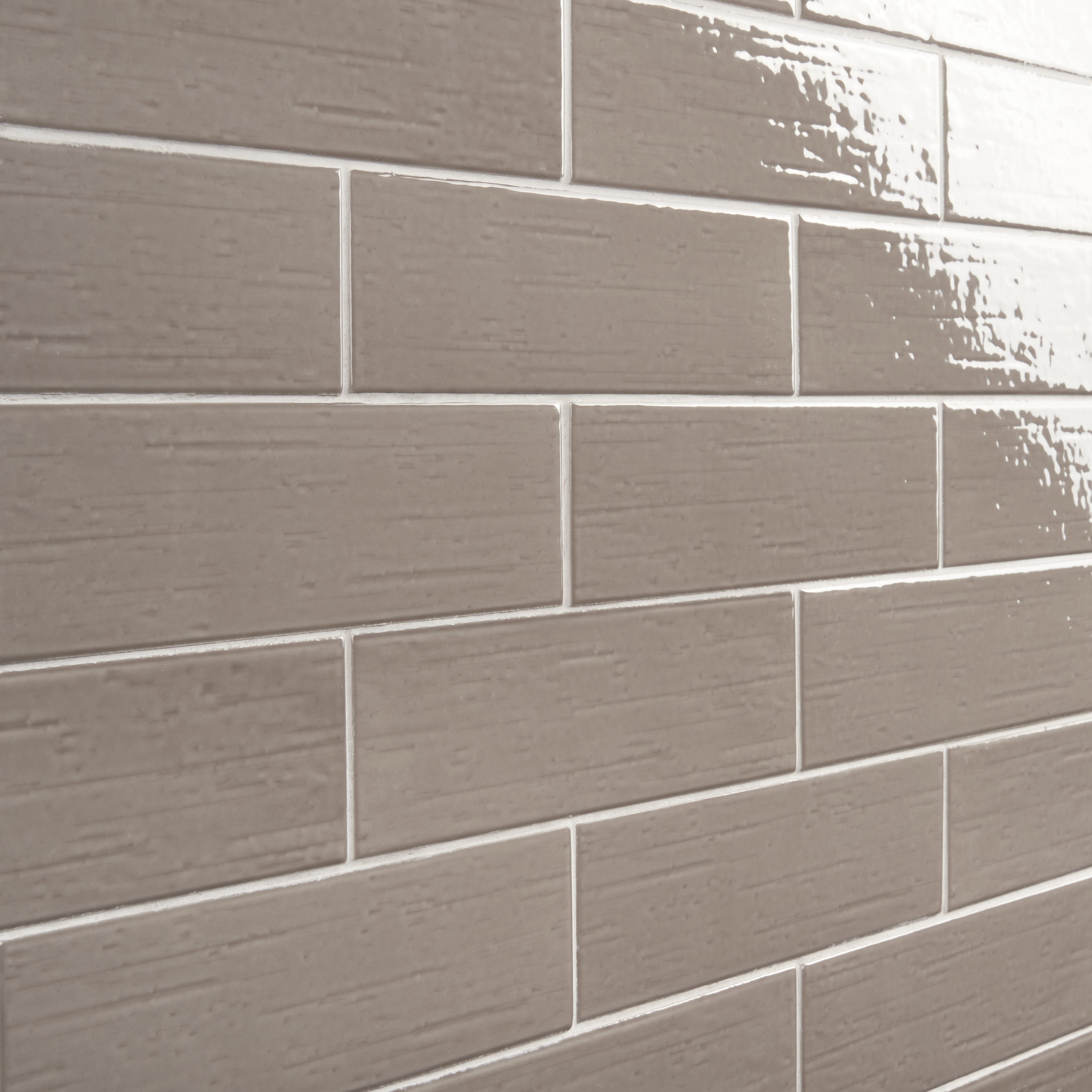 Hearth Collection Dark Gray Polished Porcelain Subway Tile 3" x 9"