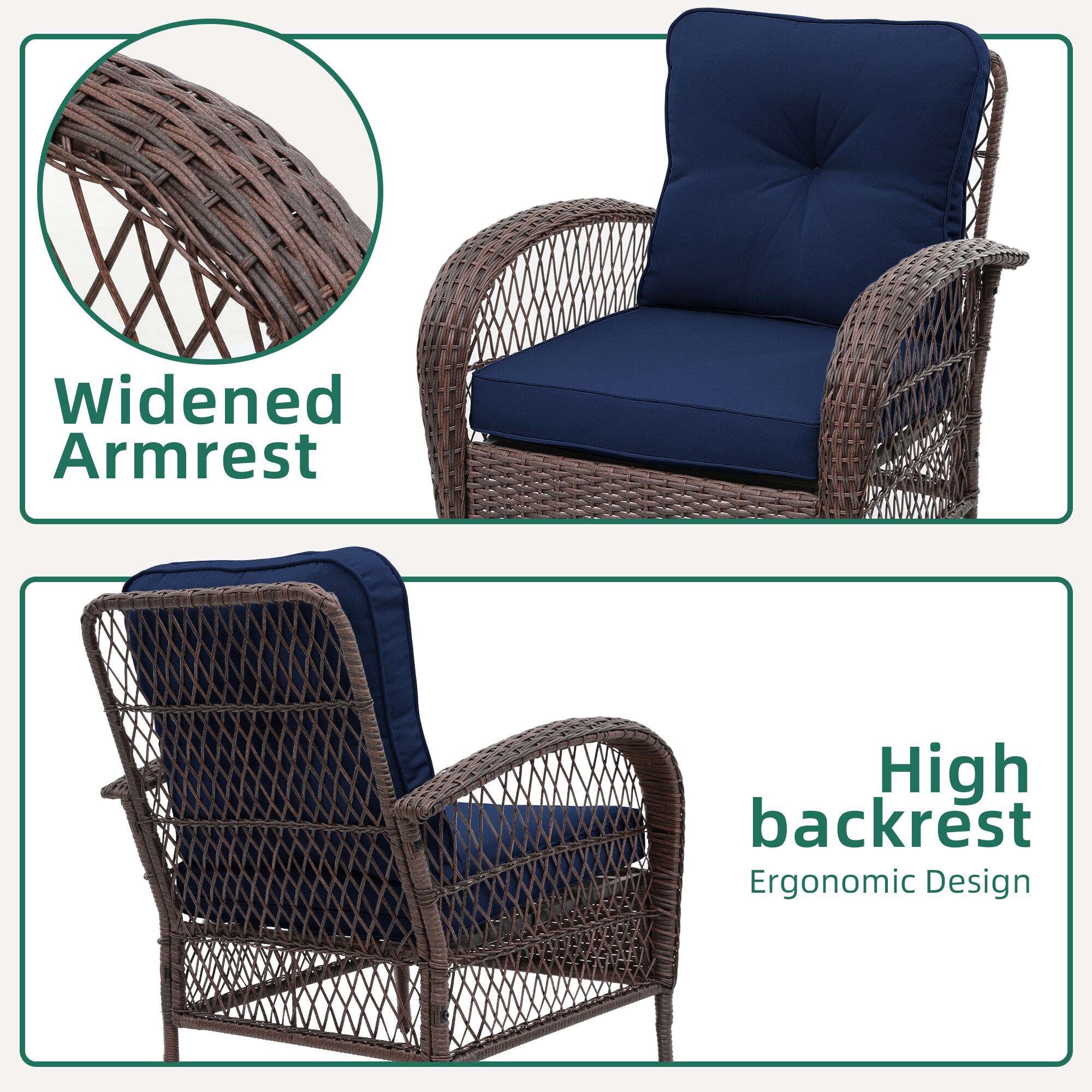 UPHA LHBR-2AB-NAVYBLUE Patio-Conversation-Sets - View #6