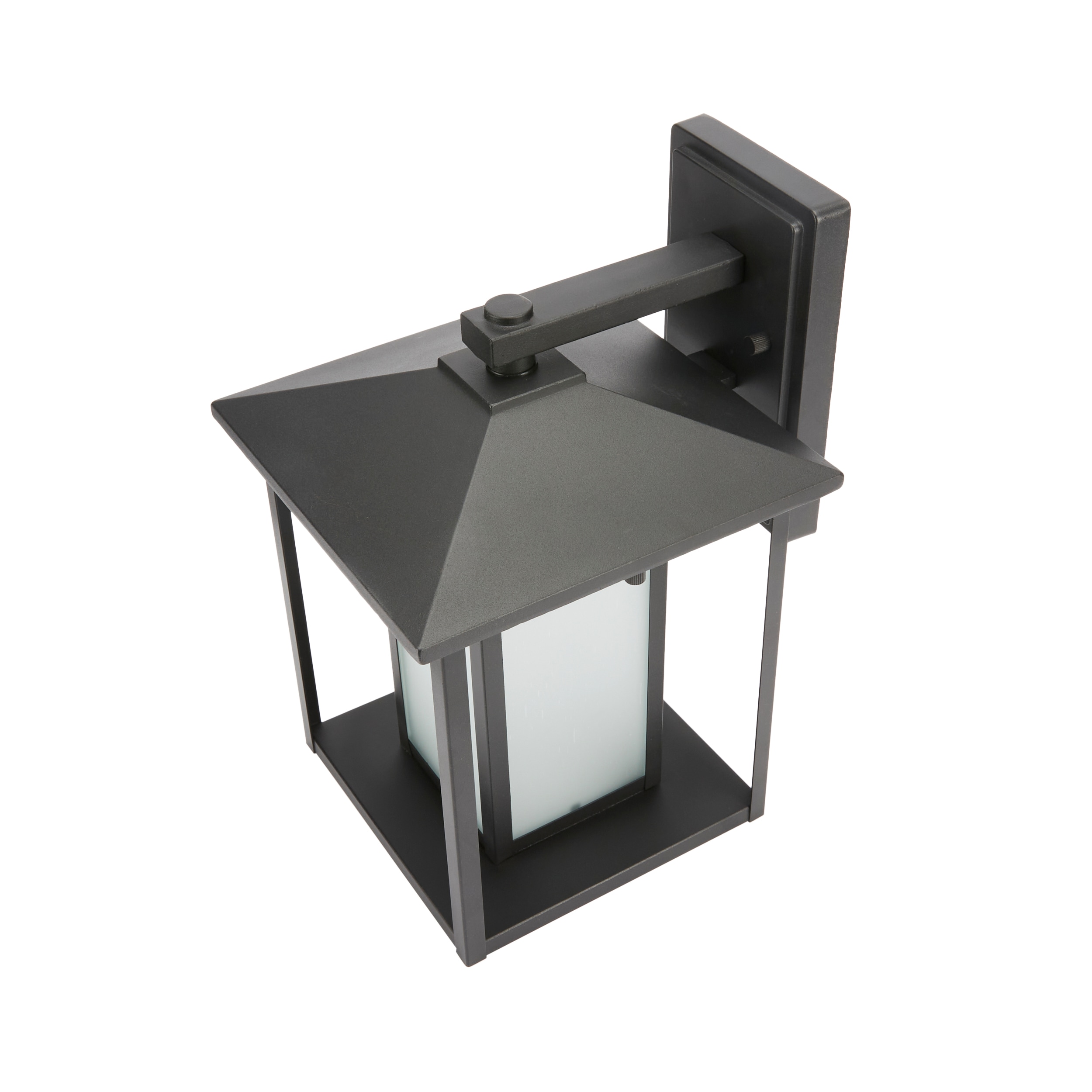 Black 14" Energy Star Outdoor Wall Lantern with Seeded Glass