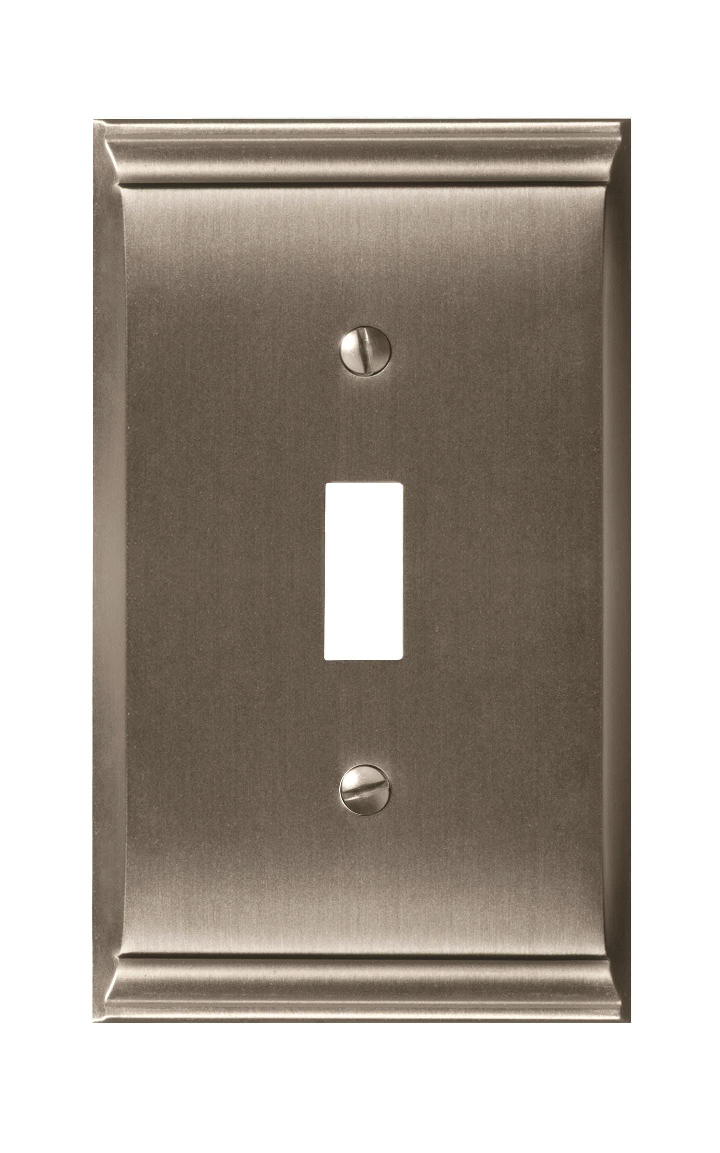 Amerock 1906894 1 -Gang Standard Size Satin Nickel Zinc Indoor Toggle Wall Plate