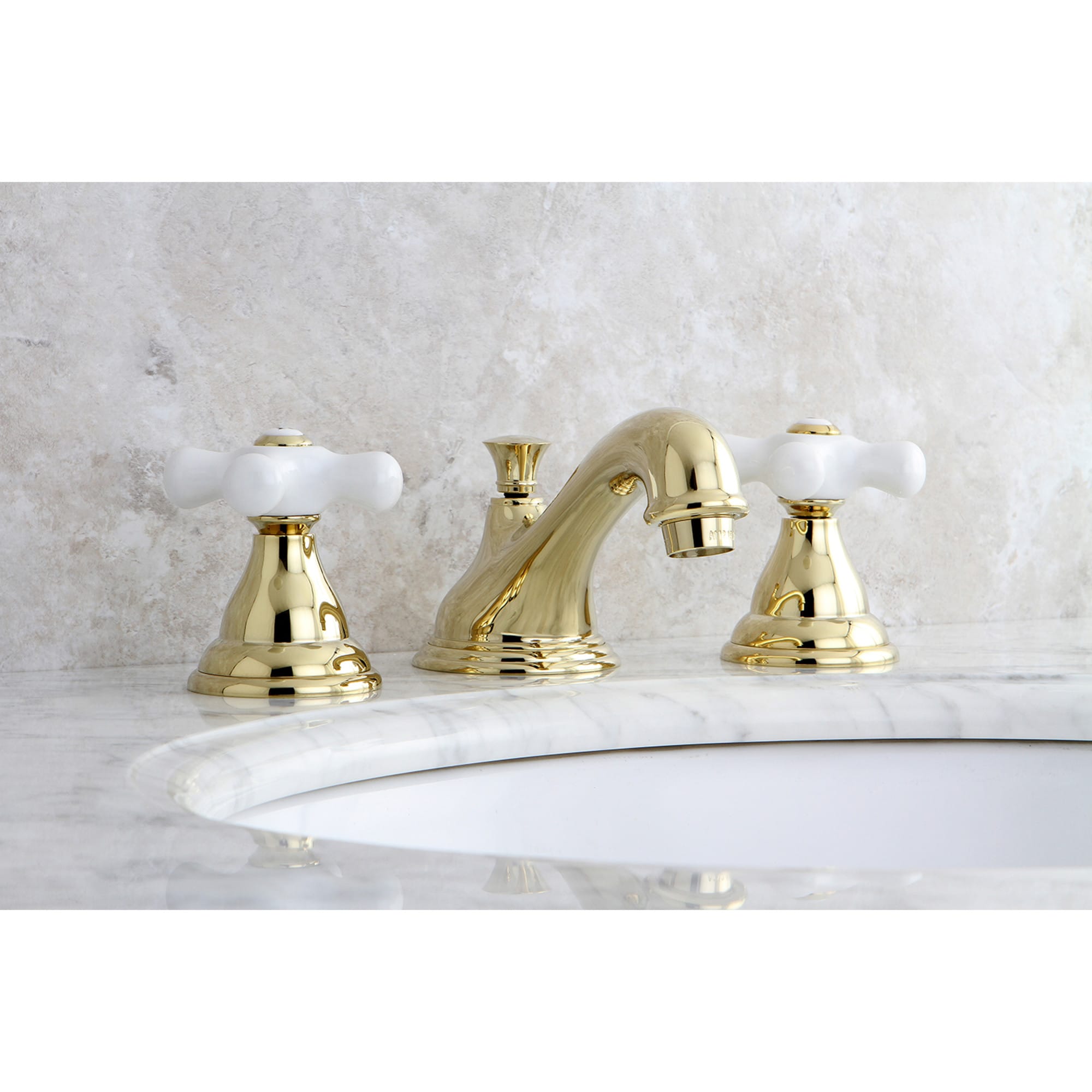 Elements of Design ES5562PX Royale Polished brass Widespread 2-handle Low-arc Residential Handle Bathroom Sink Faucet with Drain