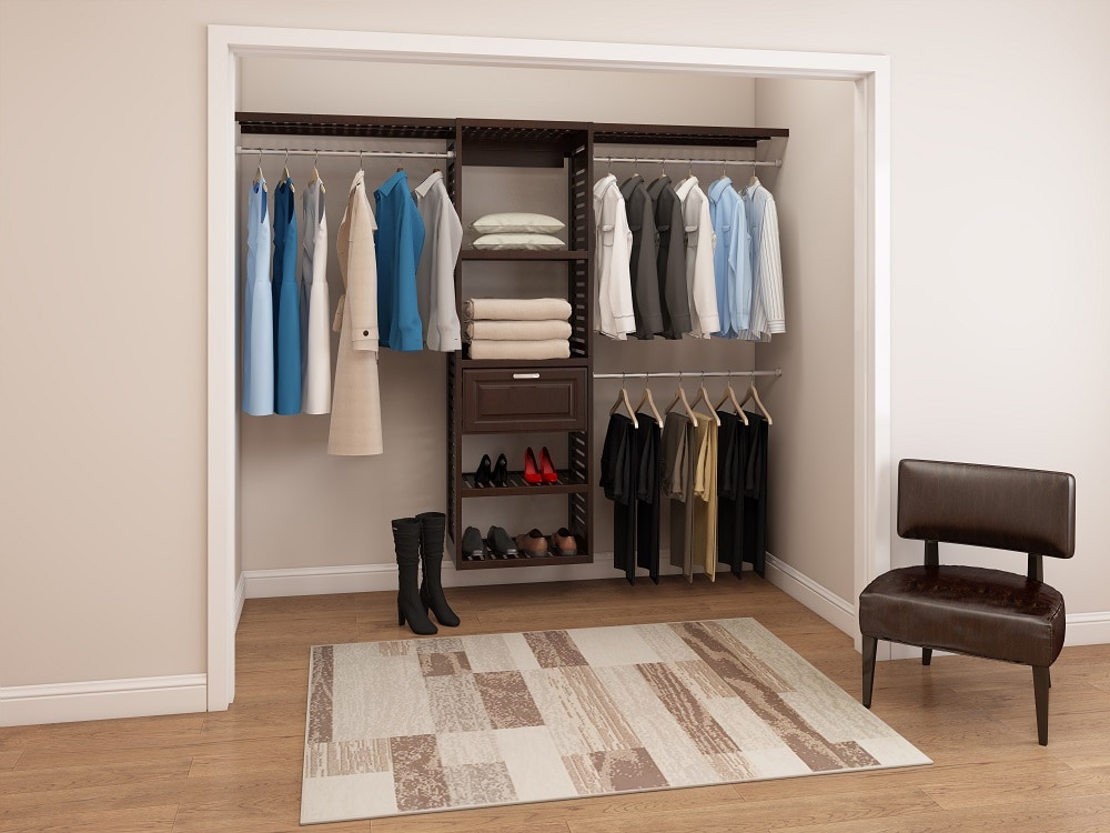 allen + roth 2-ft to 8-ft W x 8-ft H Java Wood Closet System in the ...