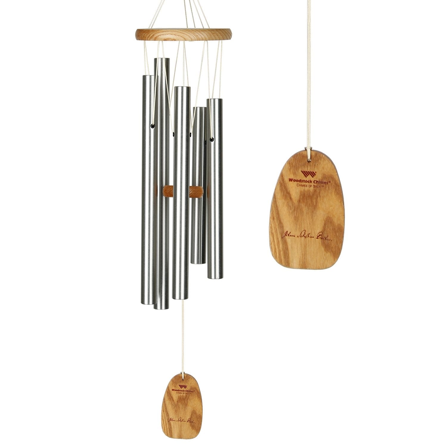 28'' Silver and Wood Metal Wind Chime