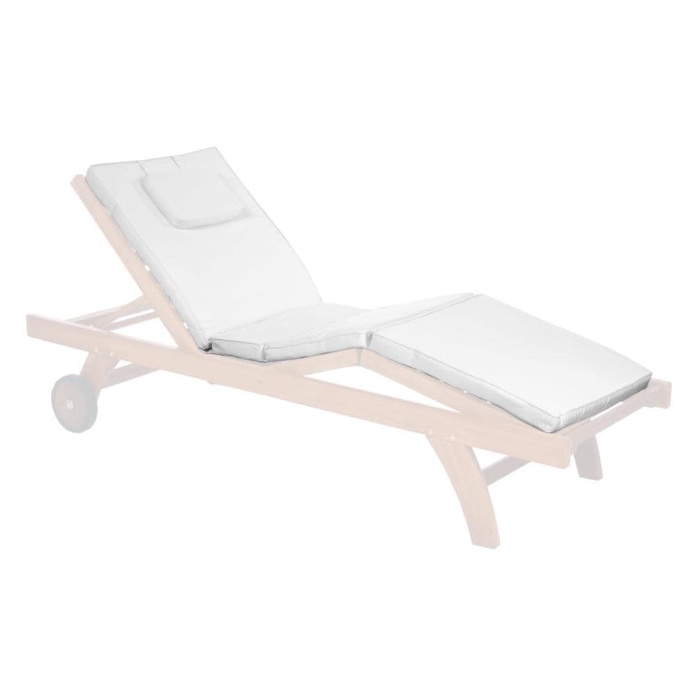 White Cotton Canvas Chaise Lounge Cushion with Hi-Density Foam