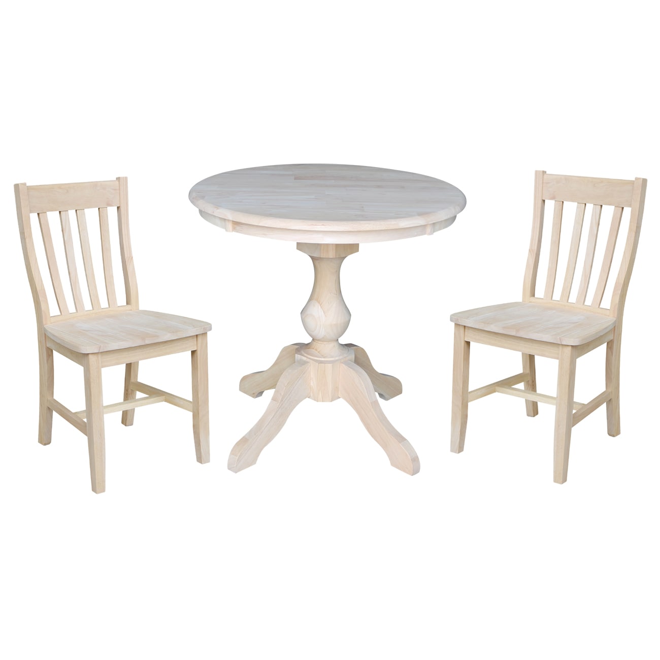 International Concepts K-30RT-11B-C61-2 Unfinished Casual Dining Room Set with Round Table ( Seats 2 )