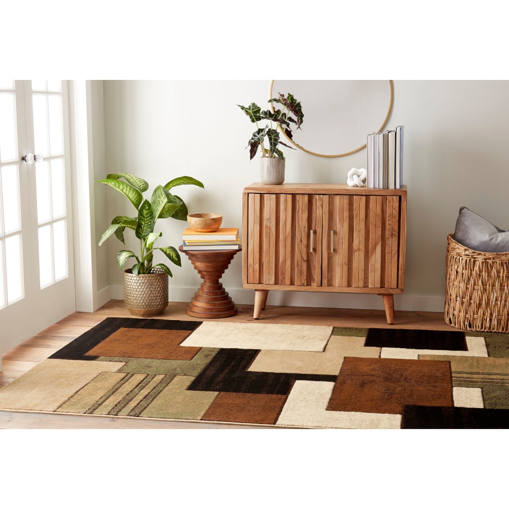 Home Dynamix 2N-HD5367-548 Tribeca Mason 5 x 7 (ft) Loomed Polypropylene Brown Rectangular Indoor Geometric Area rug
