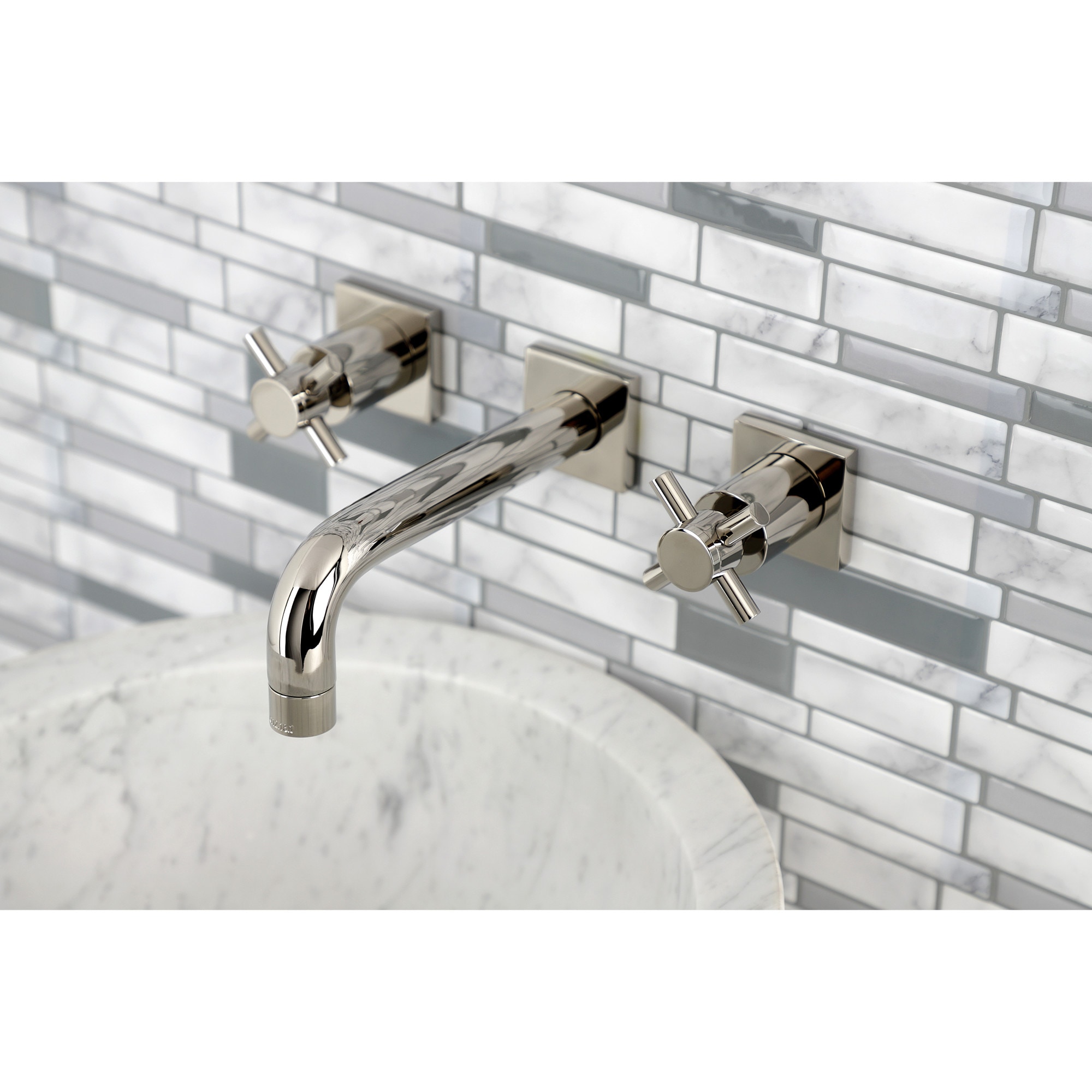 Kingston Brass WLKS6126DX Concord Polished nickel Wall-mount 2-handle Low-arc Residential Handle Bathroom Sink Faucet