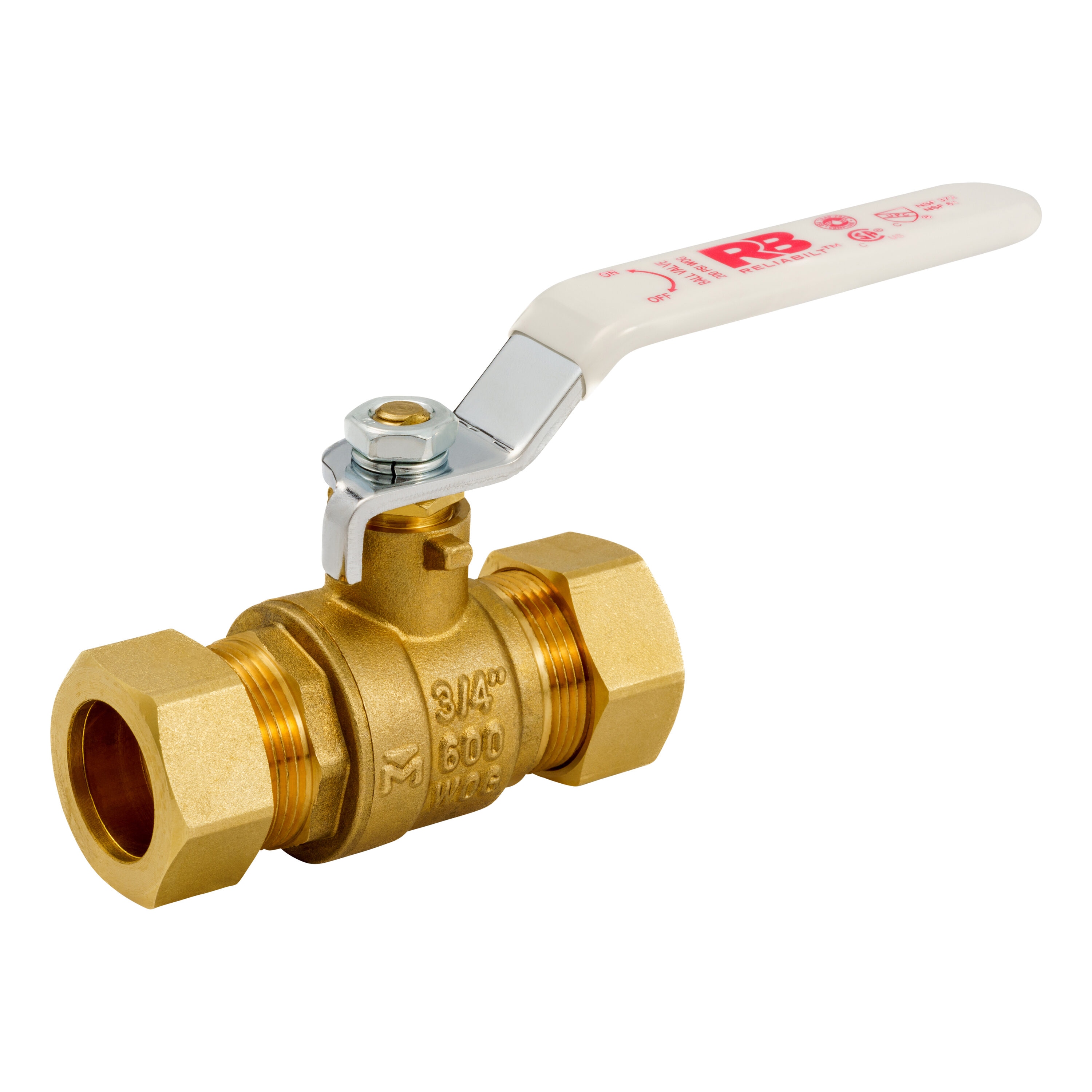 RELIABILT 107-024RB 7700 Series 3/4-in Compression Brass Ball Valve