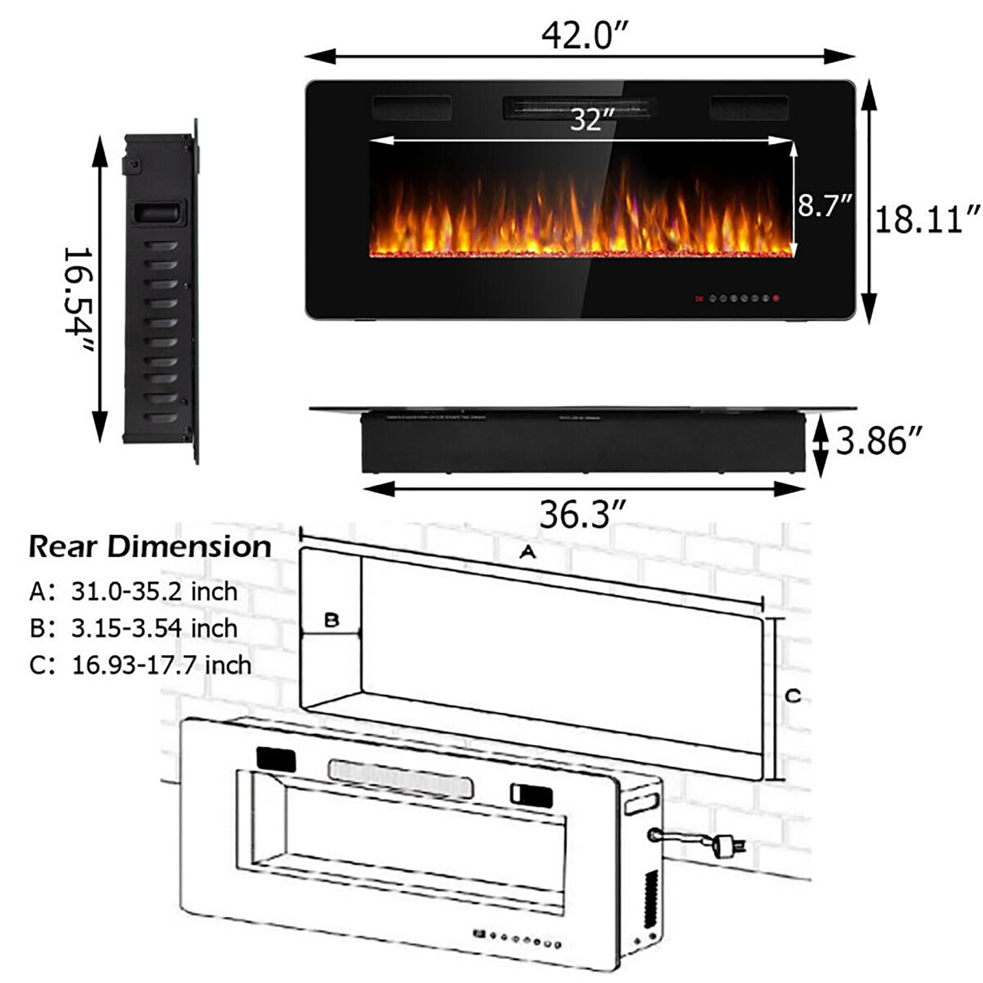 CASAINC WF-CYTVS08-WHI Electric-Fireplaces - View #8