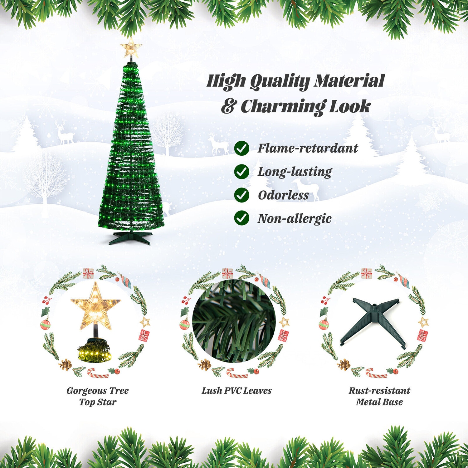 WELLFOR HYJ24154US-GN Artificial-Christmas-Trees - View #4