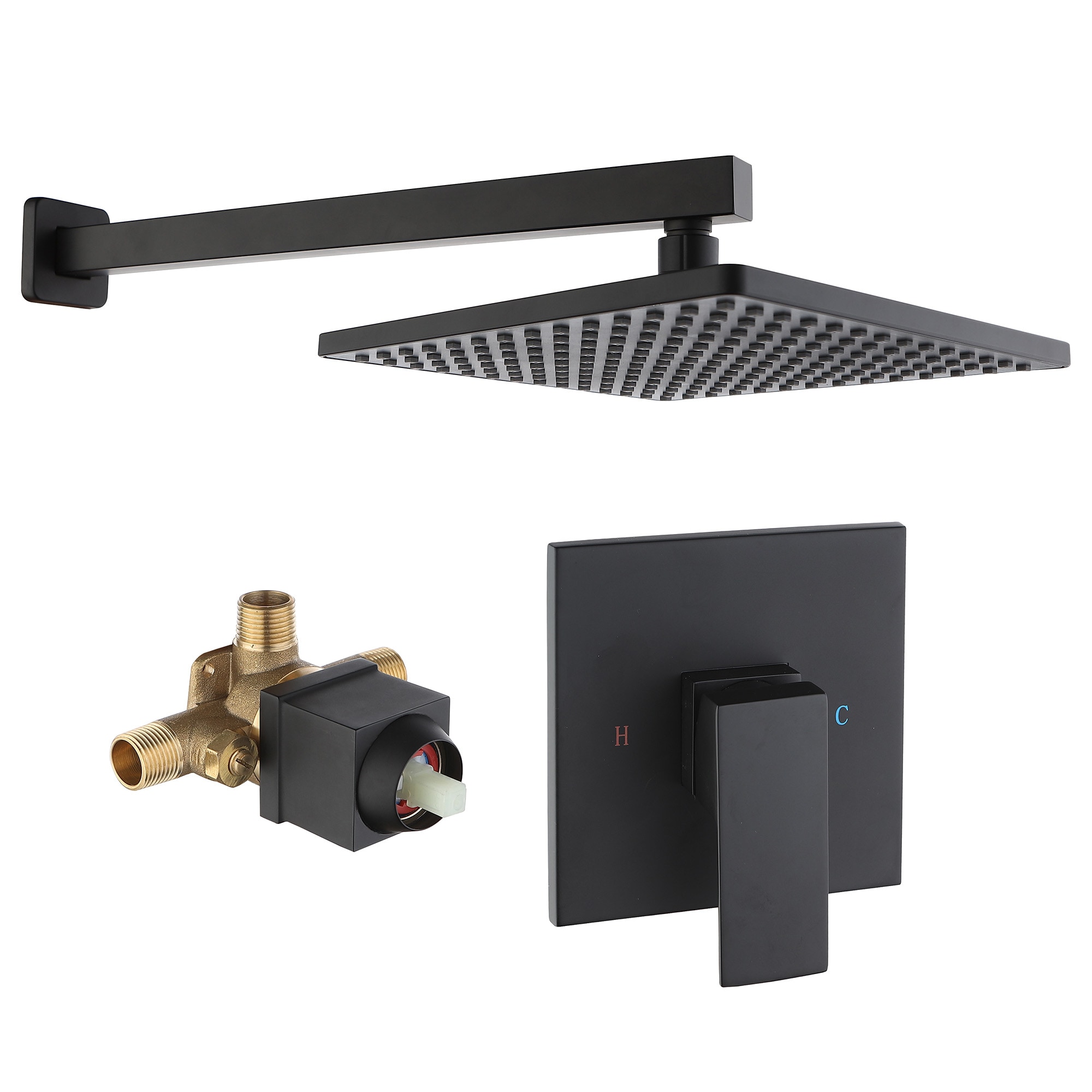 GZMR MR-EB-C-2-10-MB Matte Black 9-Inches Built-In Shower Faucet System with ( Pressure-balanced Valve Included )