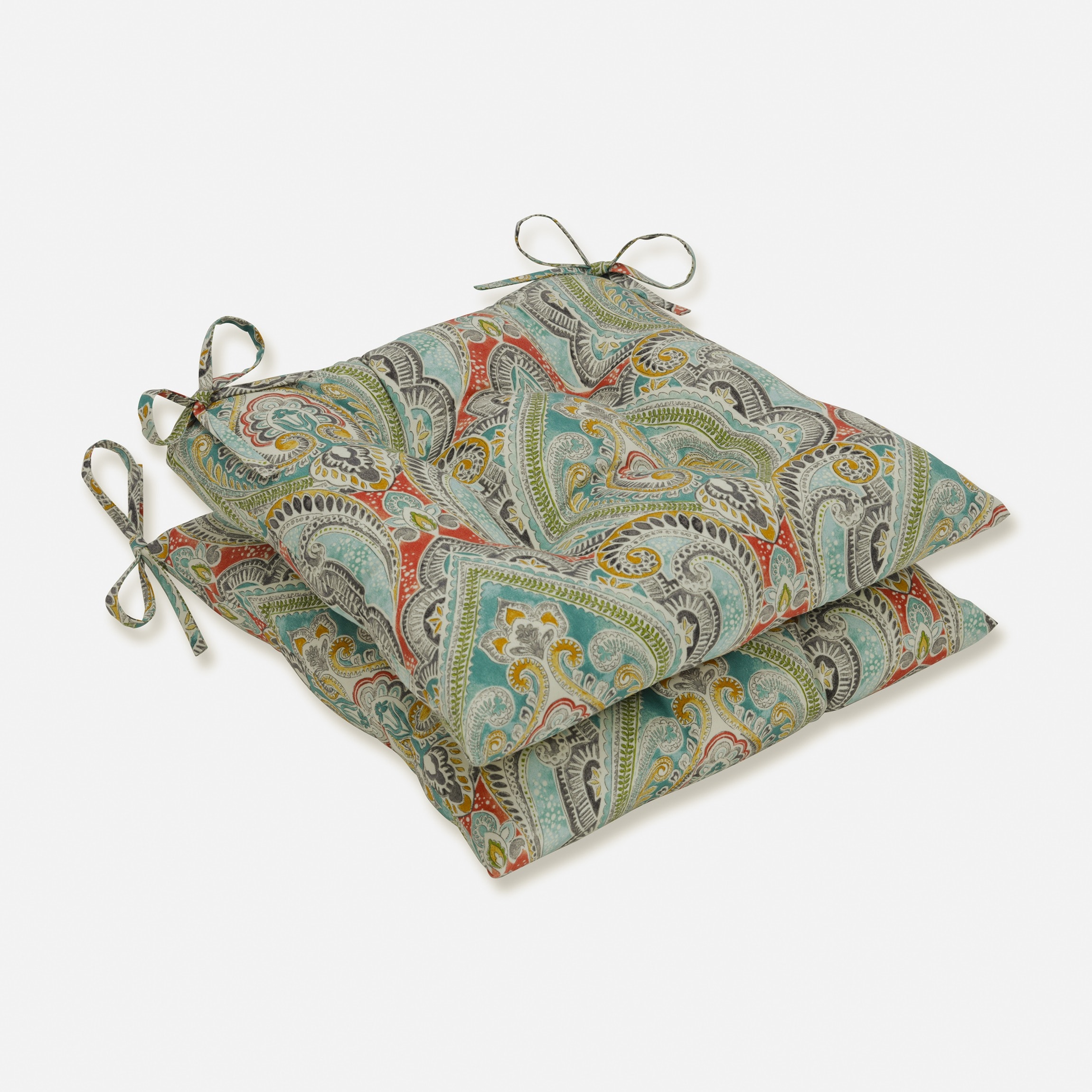 Pillow Perfect 621234 Pretty Witty Reef 18.5-in x 19-in 2 -Piece Blue Patio chair cushion