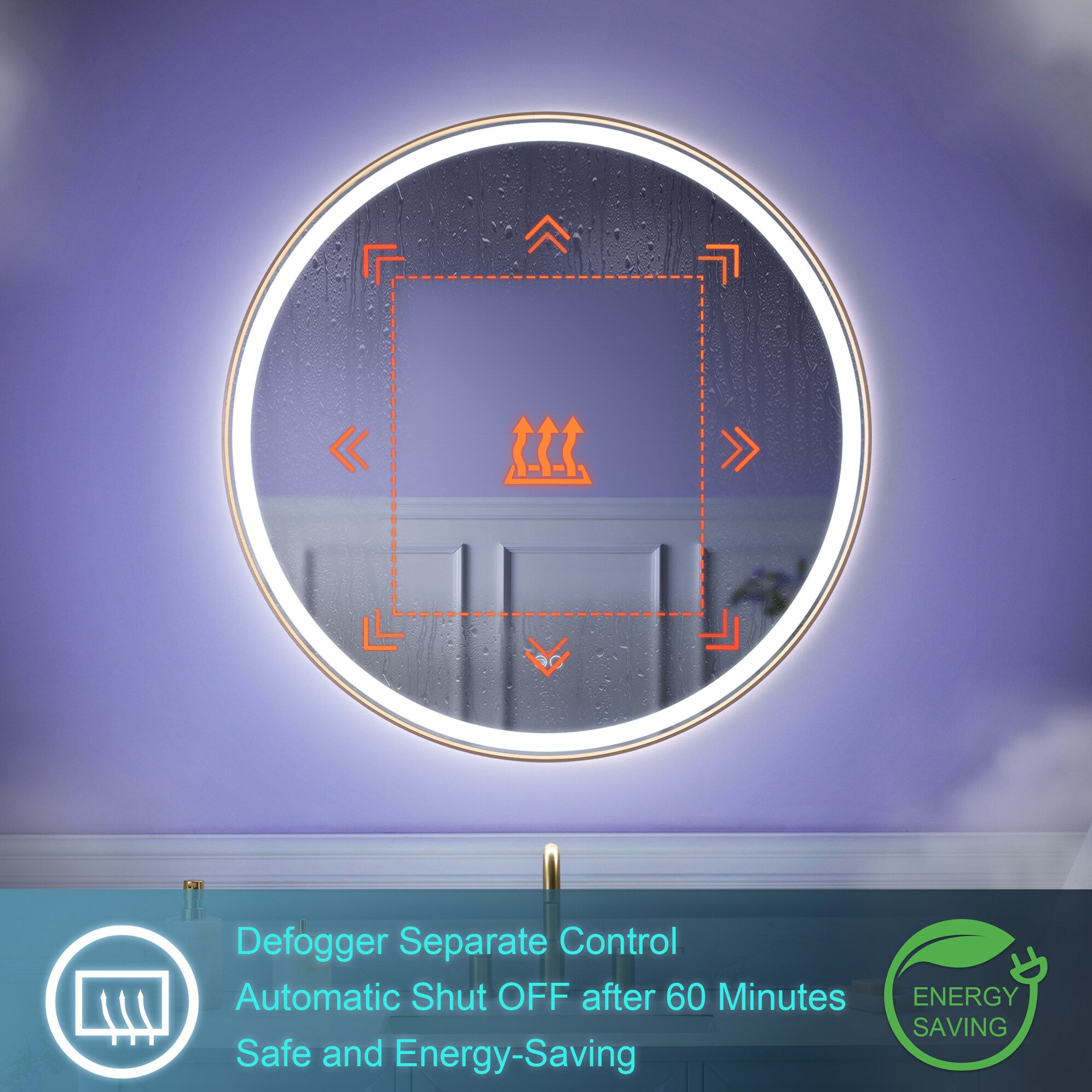 WELLFOR W9RD3636BG Framed-Bath-Mirrors - View #6