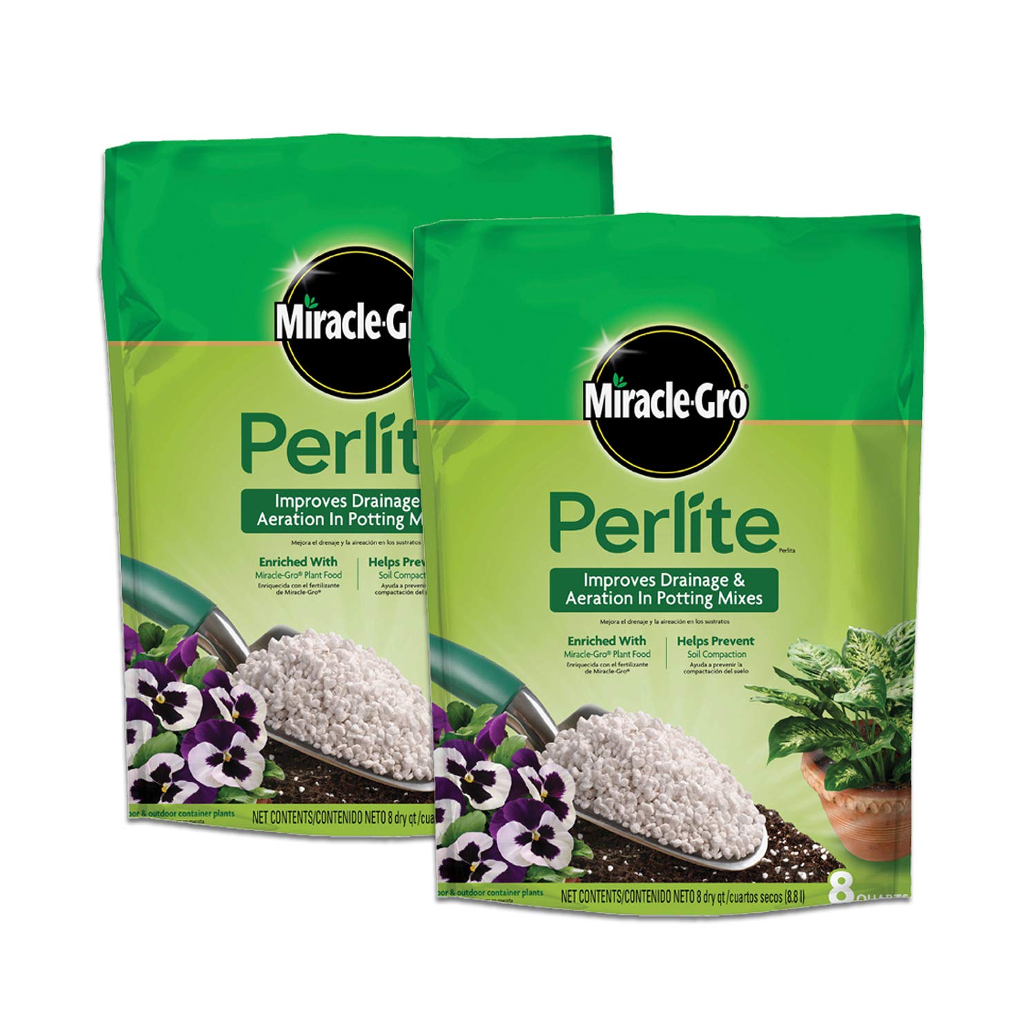 Scotts 74278430-2 Miracle-Gro Perlite for Enhanced Drainage and Aeration in Potting Mixes - 2-Pack