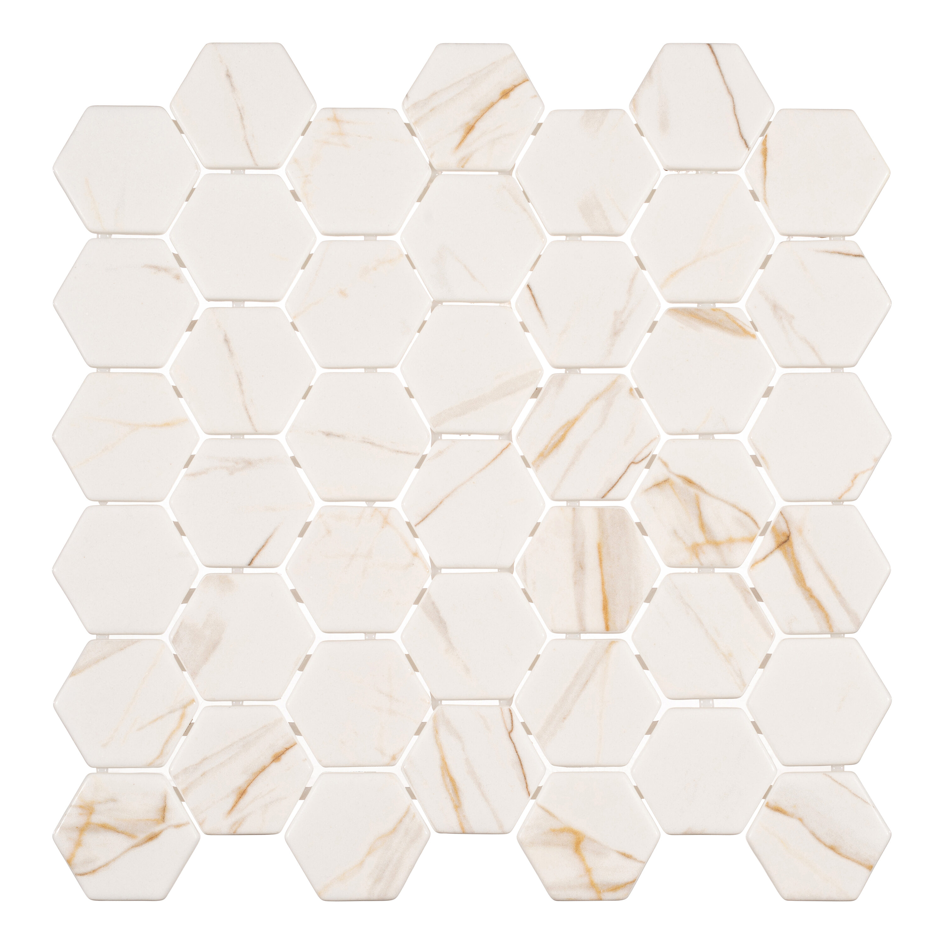 Andova Tiles SAM-ANDSCU548 Sample- Grecian 6-in x 6-in Matte Glass Patterned Hexagon Floor and Wall Tile