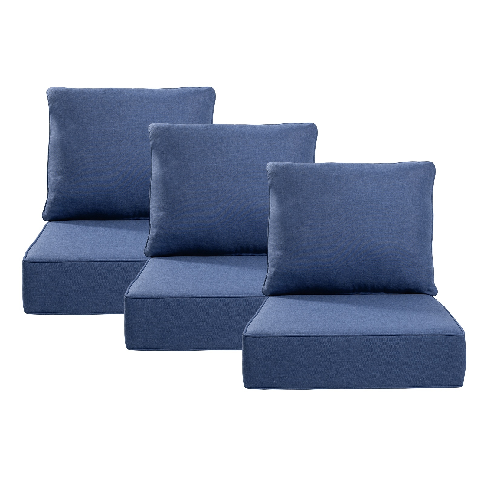 Pocassy PJZBDJH006-1AAA 24-in x 22-in 6 -Piece Blue Patio chair cushion